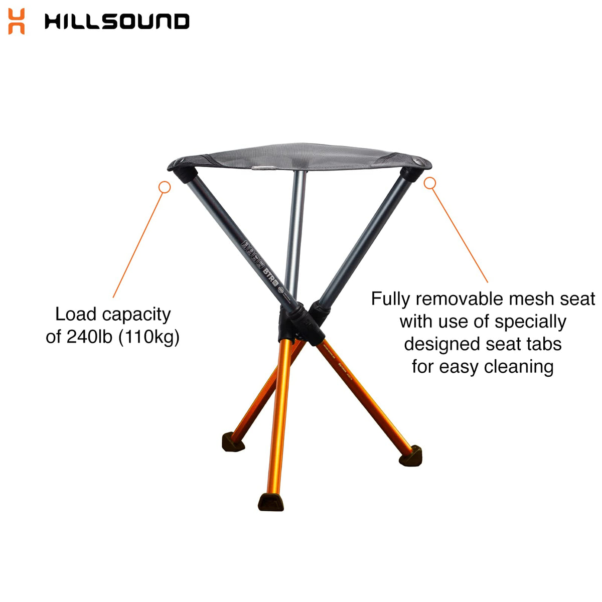 Hillsound BTR Stool for Ultralight Backpacking & Hiking, Lightweight Camping Chairs, Compact Portable Outdoor Seat, Hunting Adventures, Durable Tripod Design, Made in Korea
