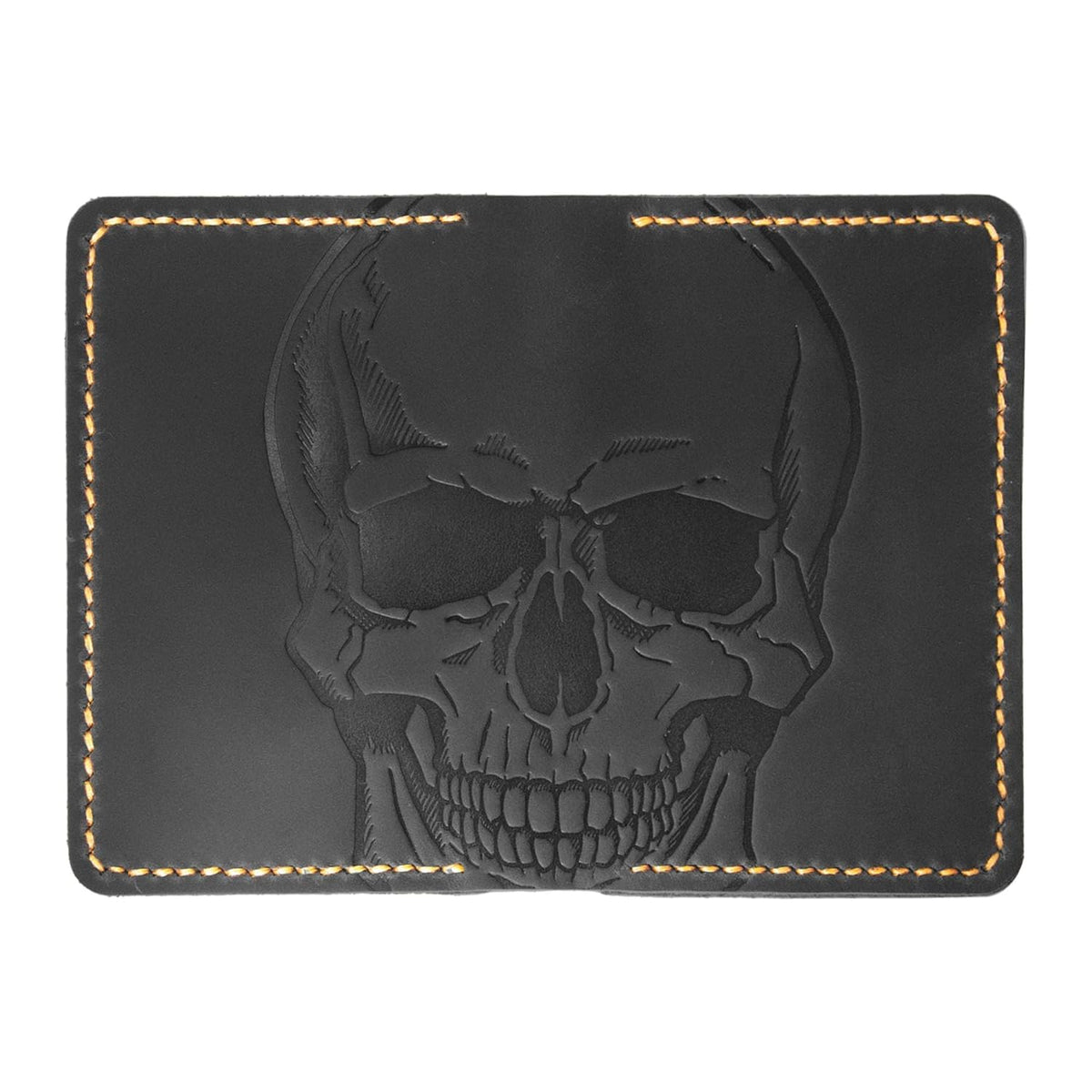 Turbosnail Leather for Men & Women Front Pocket Card Holder | Minimalist Wallet | Front Pocket Wallet | Leather Card Sleeve | Minimalist Handmade Card Holder (Style 1 (Skull and Bones))