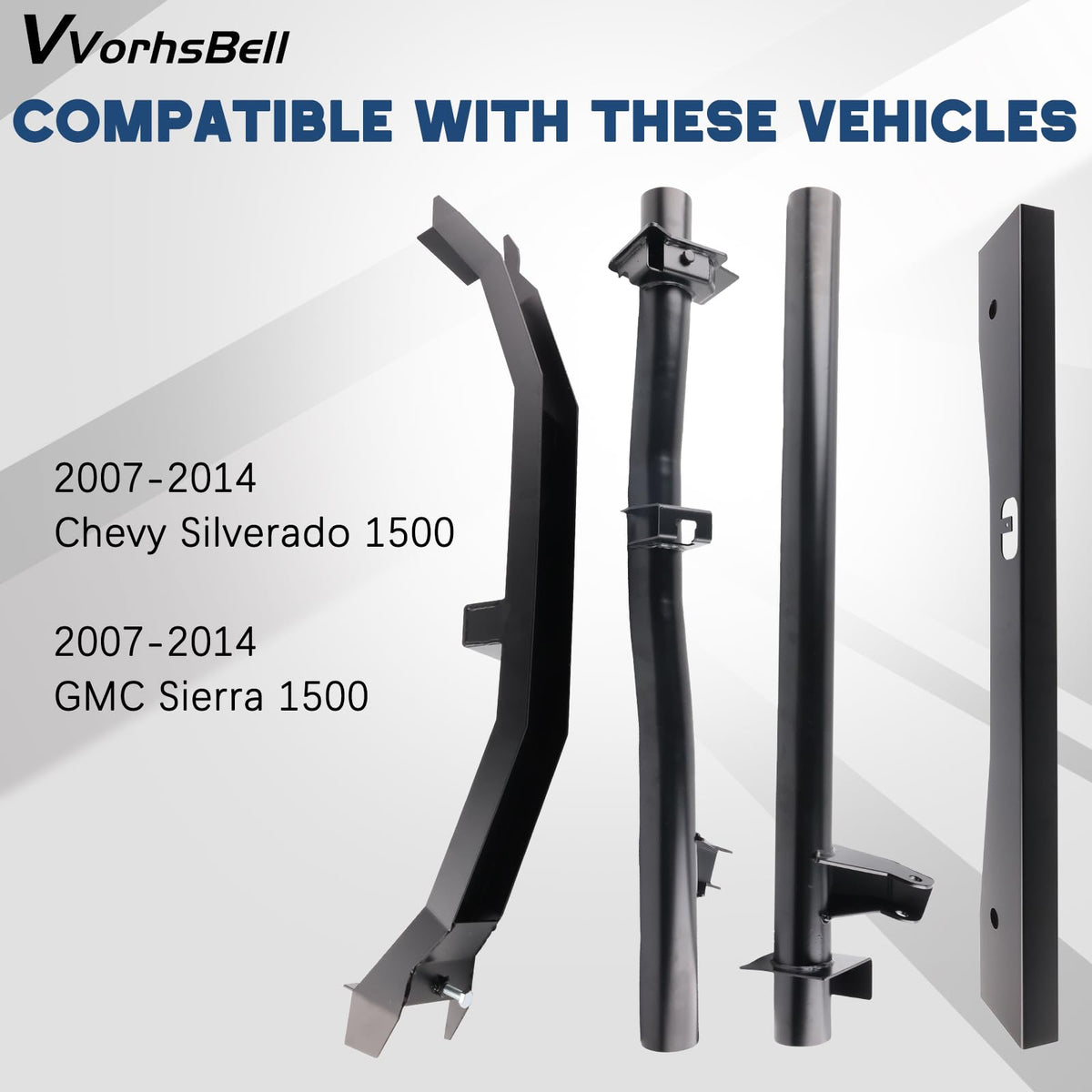 VVORHSBELL Front and Rear Fuel Tank Support Crossmember and Upper Shock Mount Crossmember and Spare Tire Support Plate Compatible with 2007-2014 Chevy Silverado 1500 GMC Sierra 1500 Regular Cab