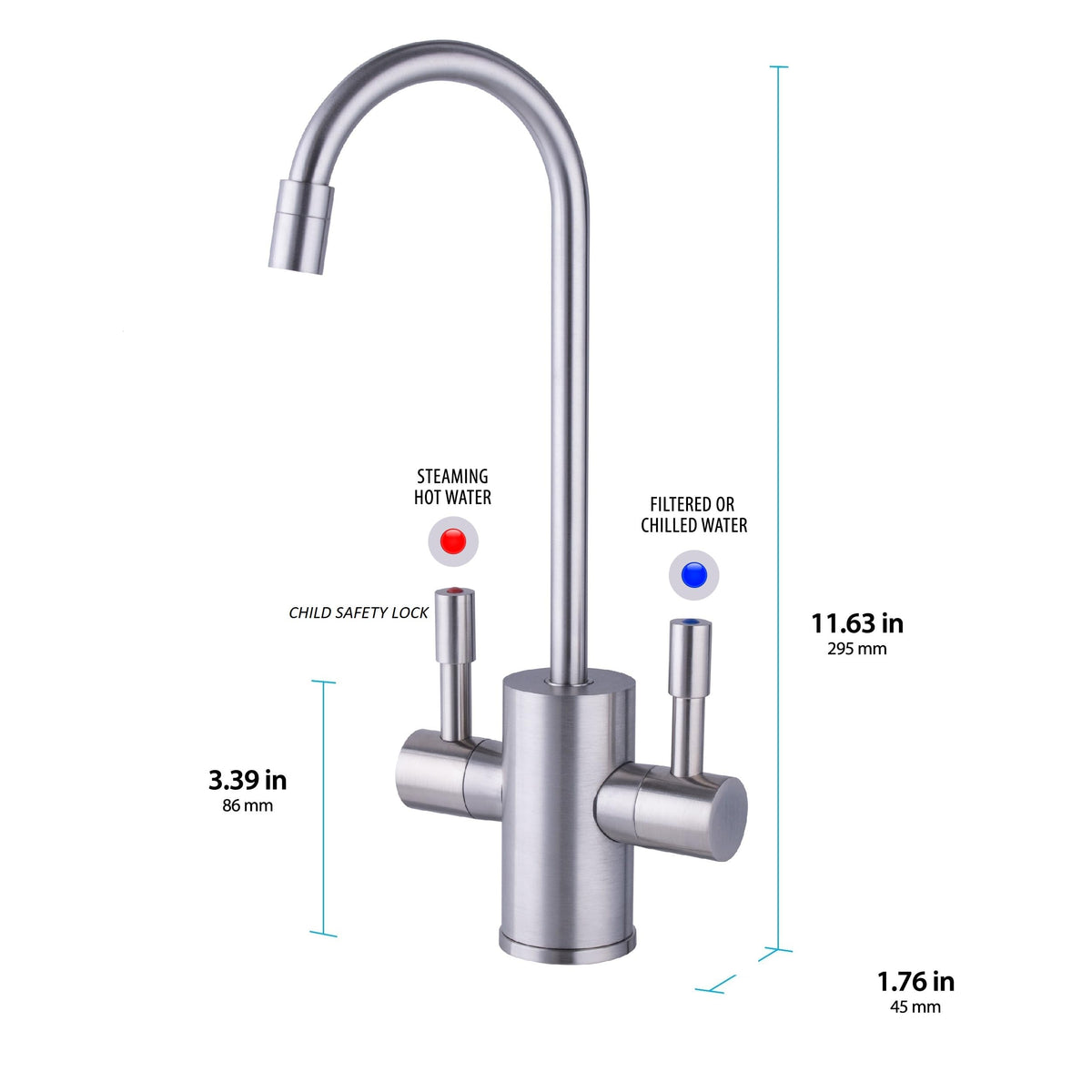 American Standard ASH-110 Hot Water Dispenser, Includes Brushed Nickel Dual Handle Water Faucet 780 Watts, 110v