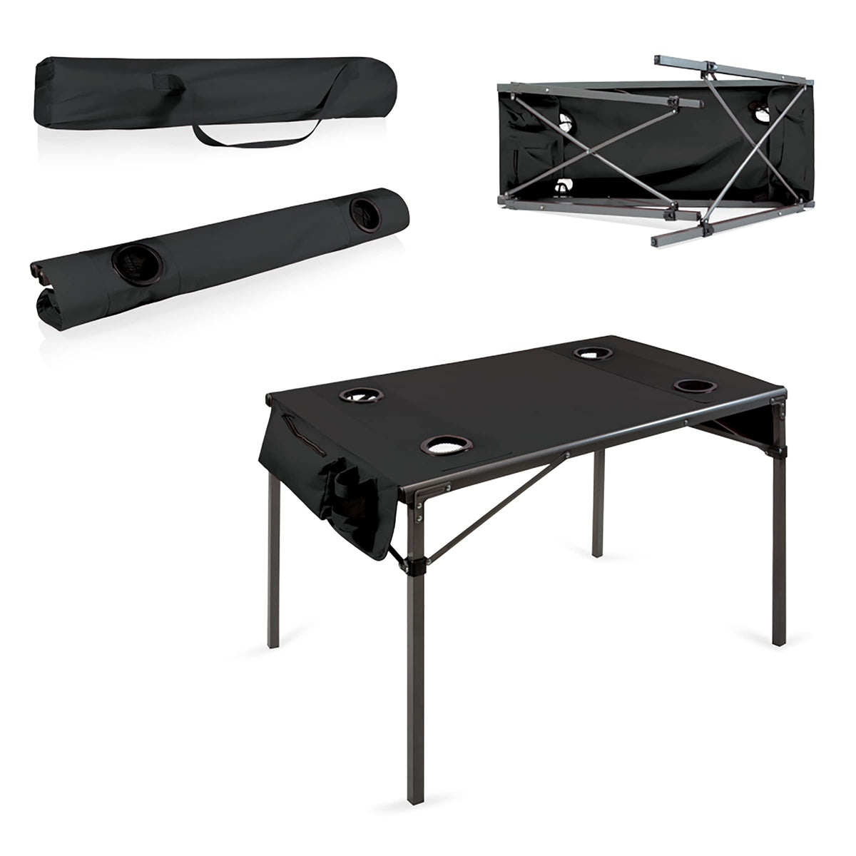 ONIVA - a Picnic Time Brand Travel Portable Soft Top Folding Table for Camping and Outdoors with Carry Bag, (Black) 6 x 6 x 43
