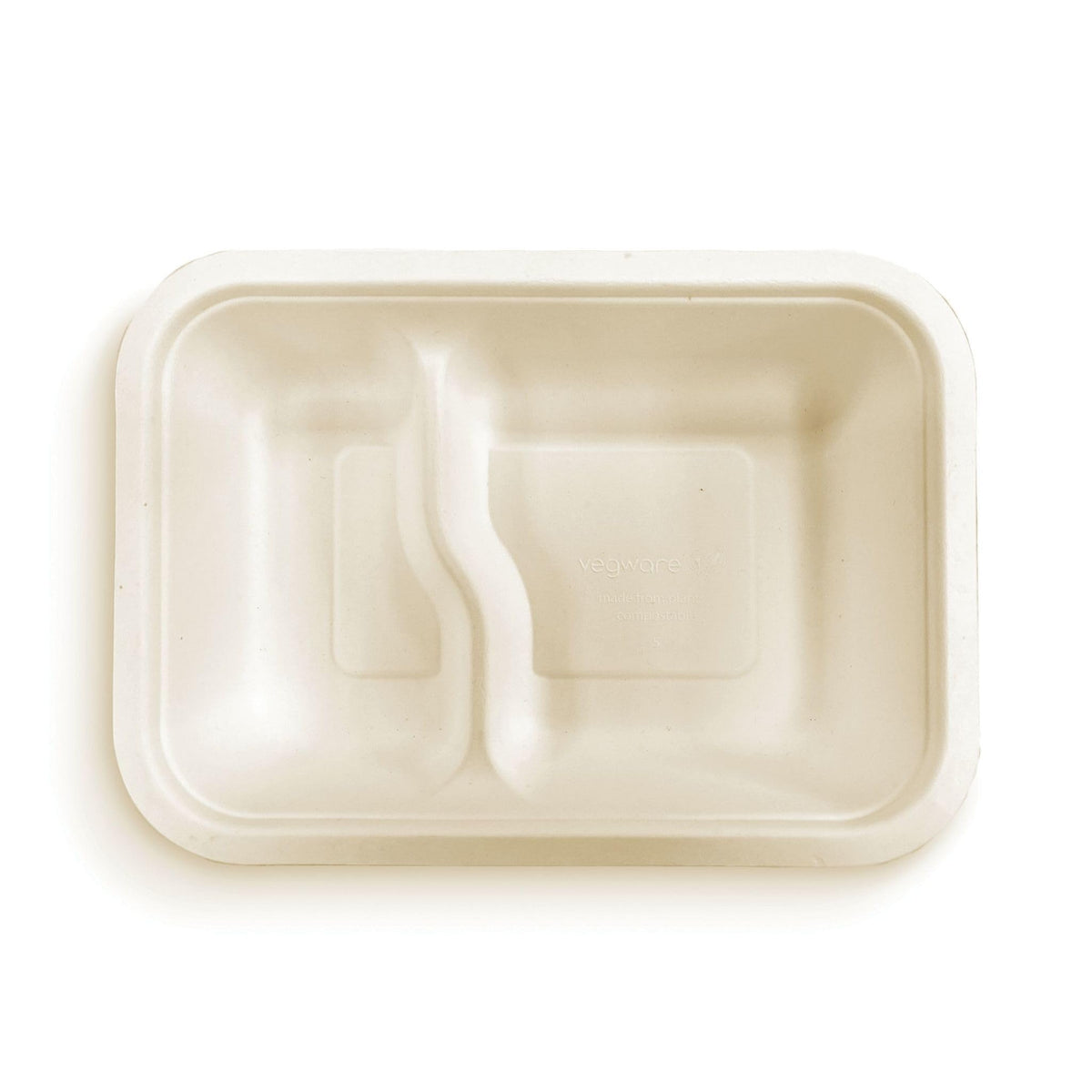Vegware Compostable 32oz Molded Fiber To Go Containers, 2 Compartment, Case of 600, Nourish, No-Added PFAS, Reuseable, Bagasse, Meal Prep Food Storage, Hot or Cold, Choice of Size 5 Lids & bases