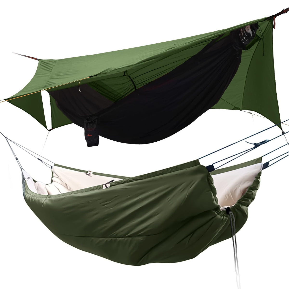 11Ft All-in-one Hammock Tent with Underquilt, Warm Insulation Ultralight 4 Season Under Quilt for Hammocks, Portable for Hiking, Backpacking