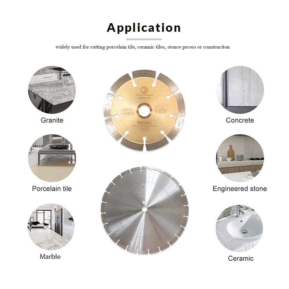 Whirlwind USA LSS 9 inch Dry or Wet Cutting General Purpose Power Saw Segmented Diamond Blades for Masonry Brick/Block Pavers Concrete Stone (9")