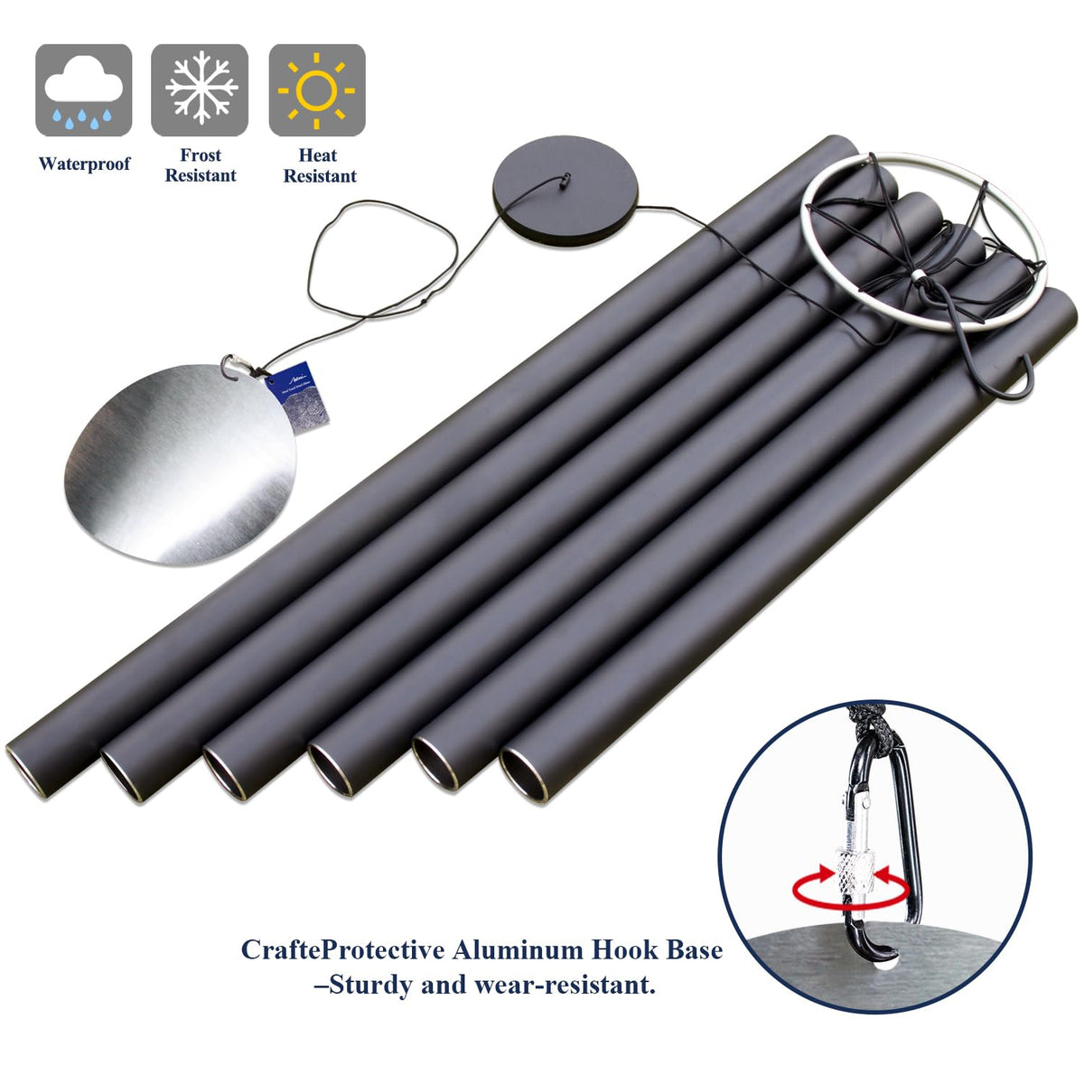 ASTARIN 78 Inch Wind Chimes for Outside with 6 Tubes Tuned Relaxing Melody, Extra Large Wind Chimes Outdoor Deep Tone for Patio, Backyard, Garden, and Outdoor Decor,Black