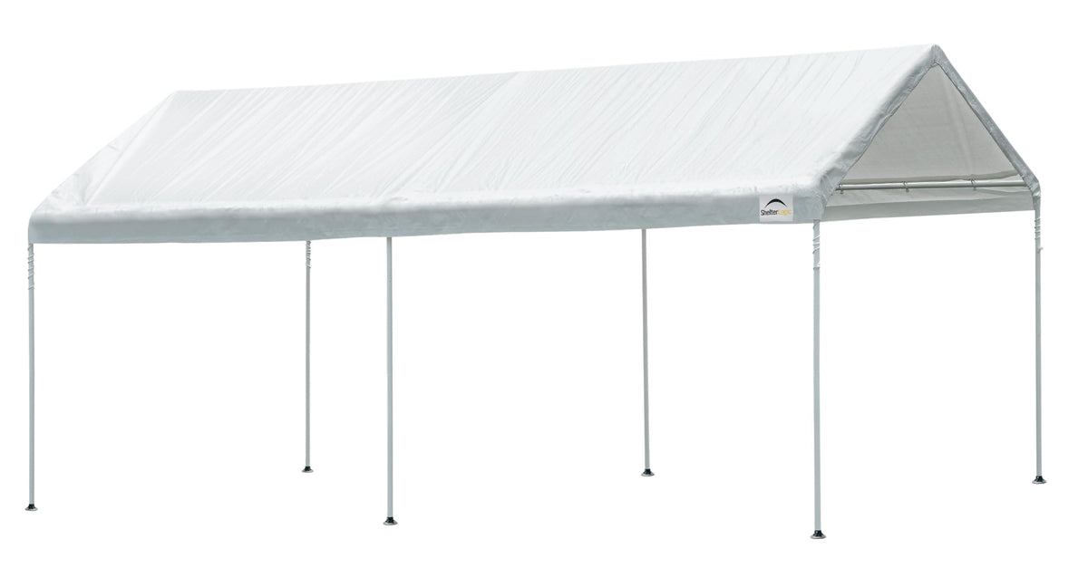 ShelterLogic 10' x 20' 6-Leg Agricultural Outdoor Shade Tent Canopy, UPF 50+, 100% Waterproof Small Storage Tent for Livestock and Crops, White
