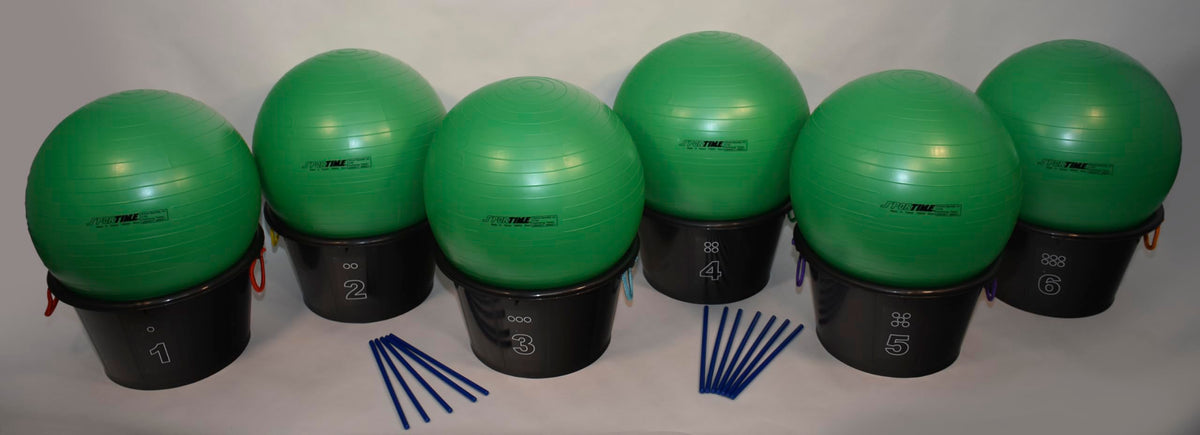 Sportime Drum-N-Store Buckets, 18 x 12 Inches, Black, Set of 6