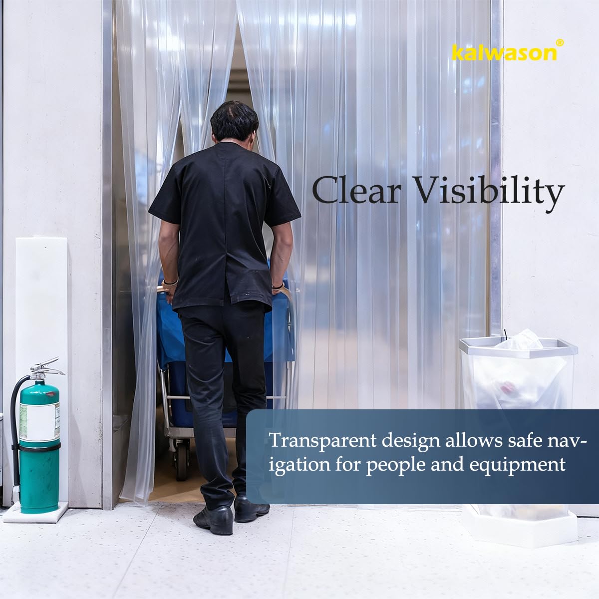 kalwason Plastic Vinyl Strip Door Curtain - Clear Ribbed PVC Curtain Bulk Roll, for Separating AC Spaces & Entry to Workshop, Barn, Warehouse, Shed & Garage (148 Ft * 7 in * 0.06 in Ribbed)