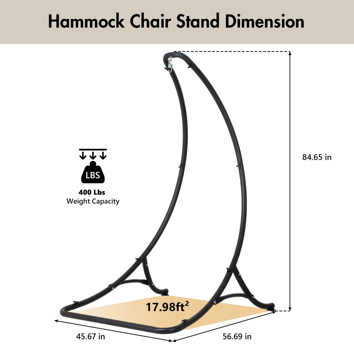 ANOW Heavy Duty Hammock Chair Swing Stand Only, Hanging Chair Stand for Outside, Max 400 Lbs, Black
