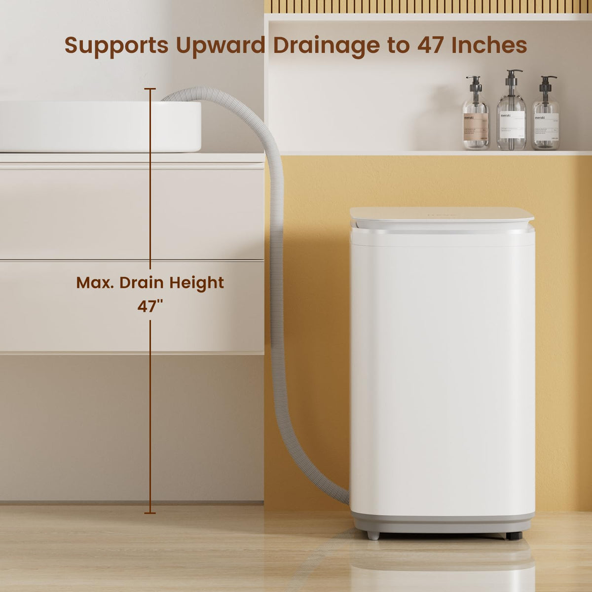 HAVA Portable Washing Machine, 0.8 Cu. Ft. Capacity Mini Washer & Spin Dryer, Fully Automatic with 8 Wash Programs, Hot Wash Options & Upward Drainage, Space Saving for Apartments, Dorms, and RVs