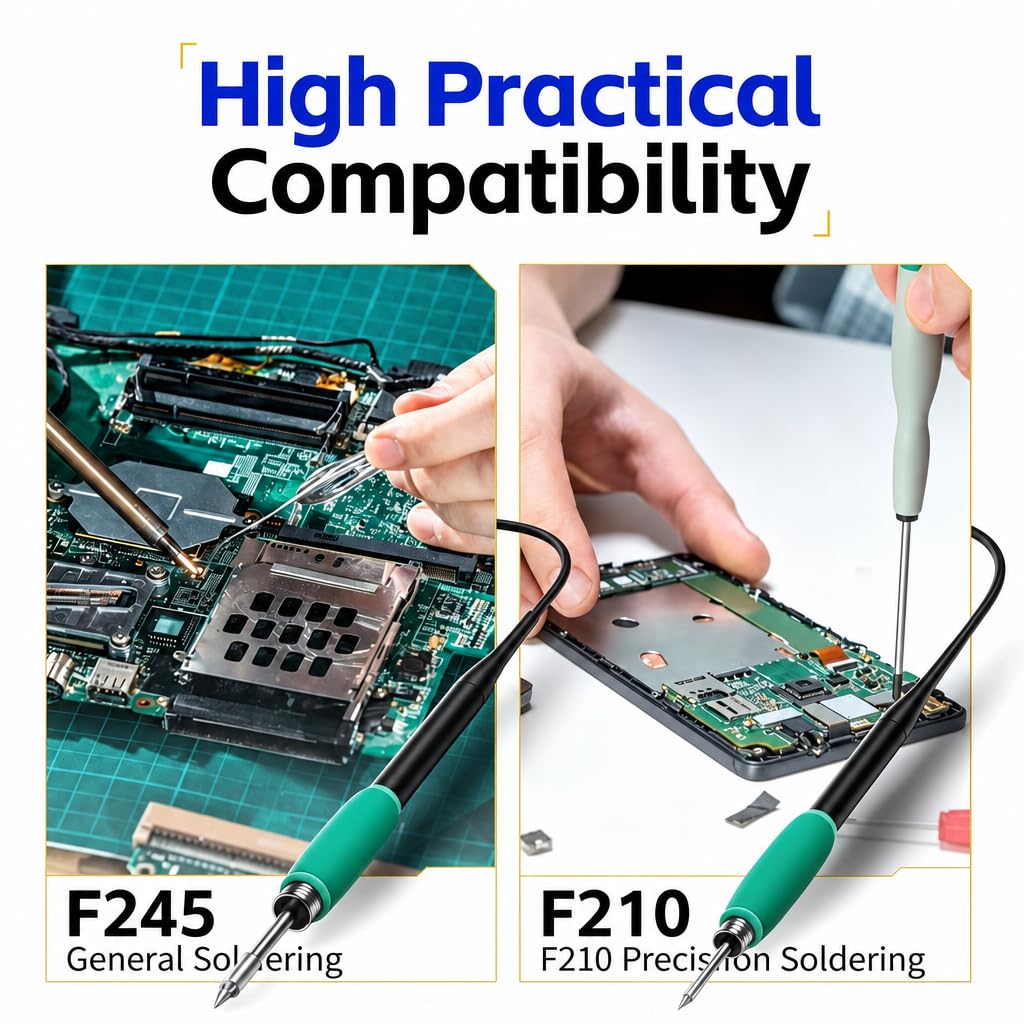 FNIRSI DWS-200 200W Precision Digital Soldering Station Kit, with 3 F210 & 6 F245 Soldering Iron Tips and 2 Helping Hands, Temp Value & Curve Mode, 3 Temperature Storage, Full-Color Display