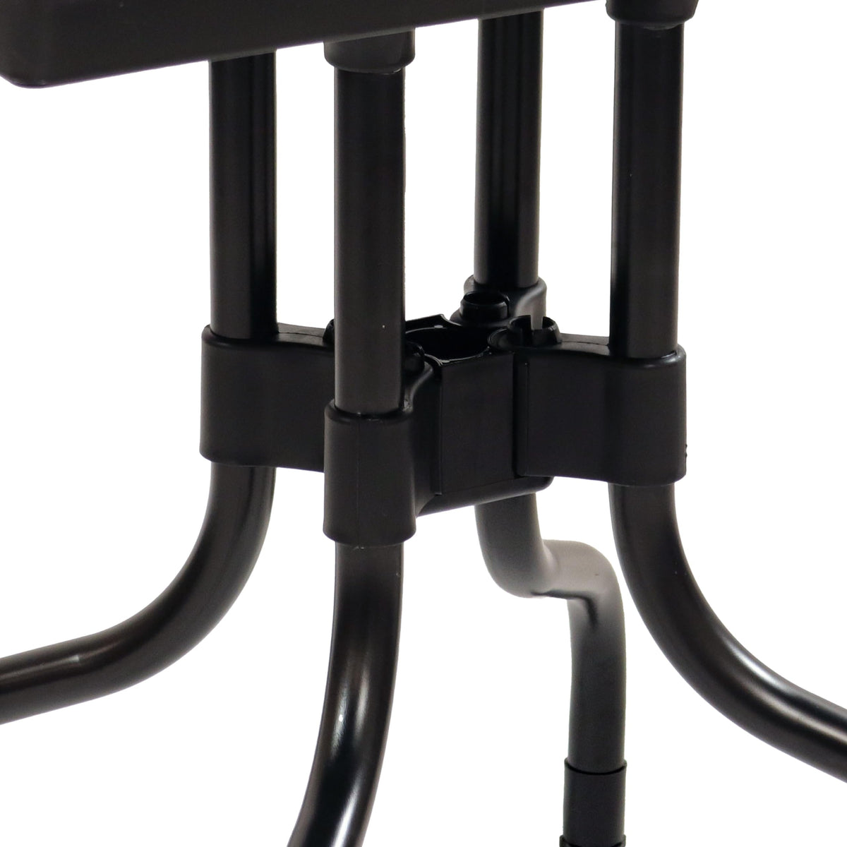 Sunnydaze Plastic Top Outdoor Dining Table - Square Folding Patio Table with Curved Iron Legs - Black - 28.75" H