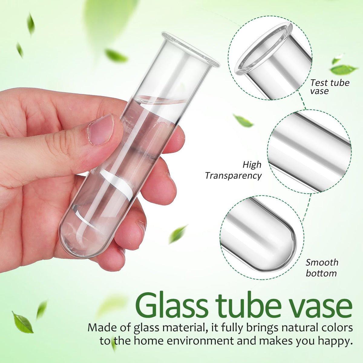 Healvian 5pcs Glass Test Tube Hydroponic Plant Vase Propagation Station for Desk Small Terrarium Flowers Home Décor 2.5x3x11cm