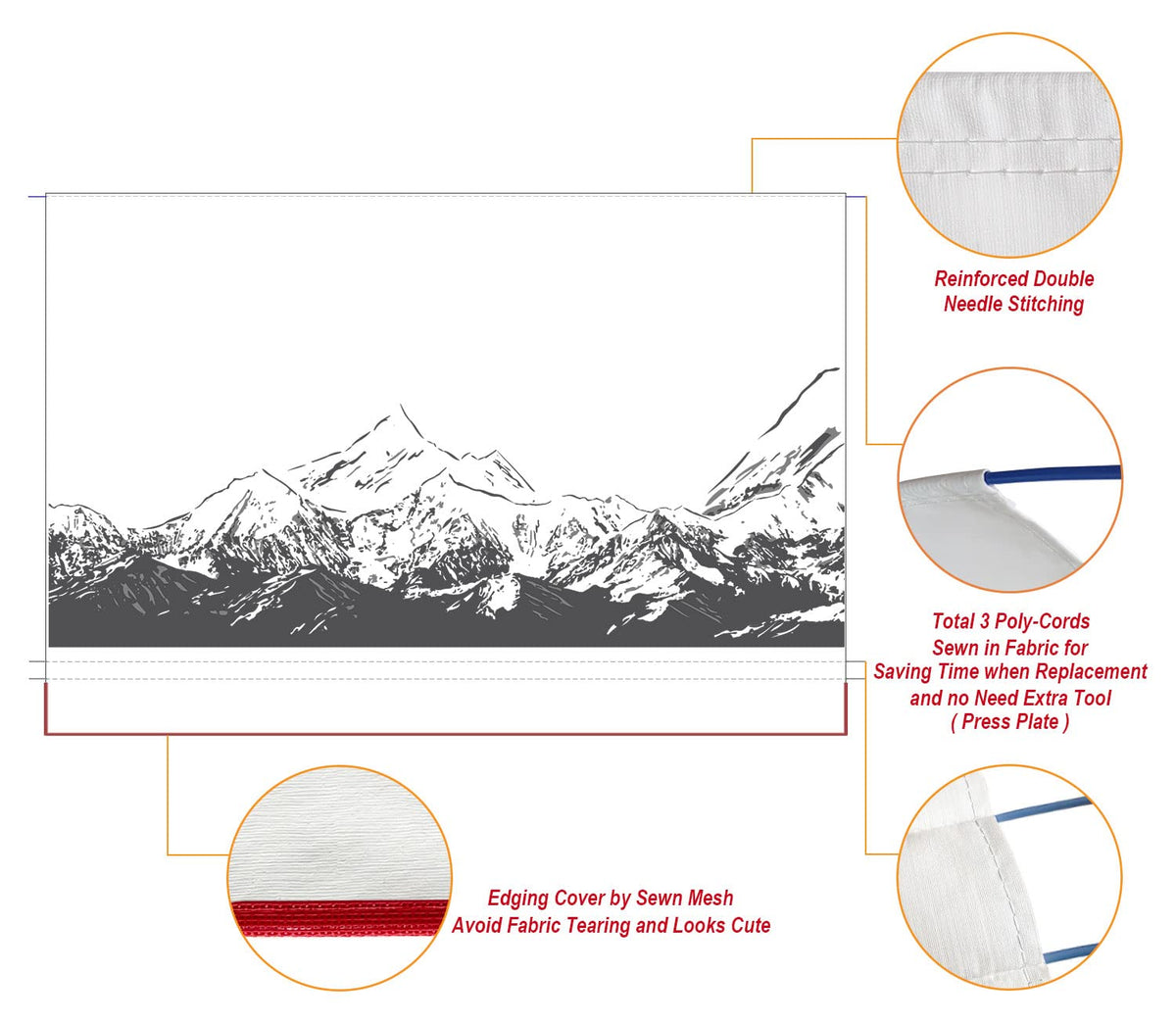 Leaveshade RV Awning Fabric Replacement Motorhome Camper Trailer Awning Fabric Super Heavy Vinyl Coated Polyester 18'3''(Fit for 19' Awning)- Mountains (Custom Looking)