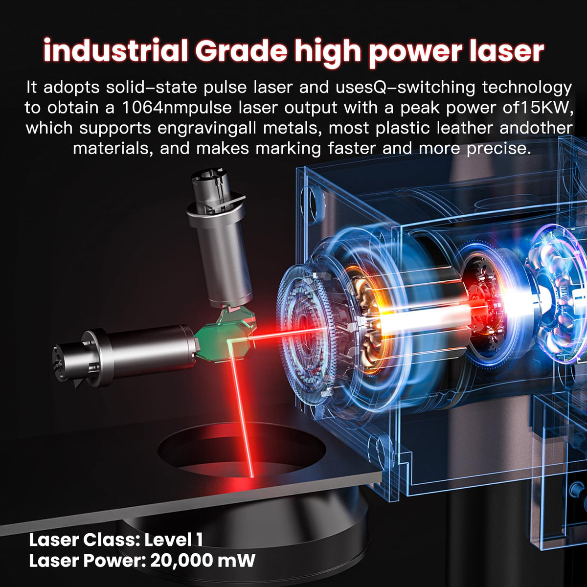 Mr.Carve S4-30W Fiber Laser Marking Machine for Metals&Jewelry&Plastics,Fiber laser engraver with Lightburn compatibility