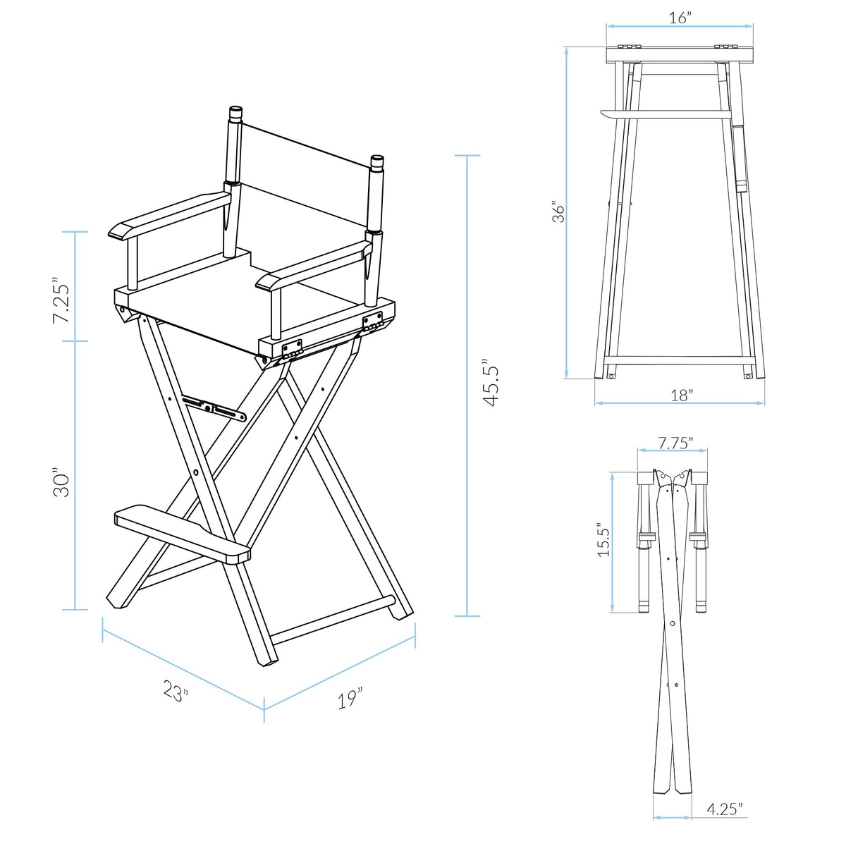 30" Director's Chair Black Frame-Orange Canvas