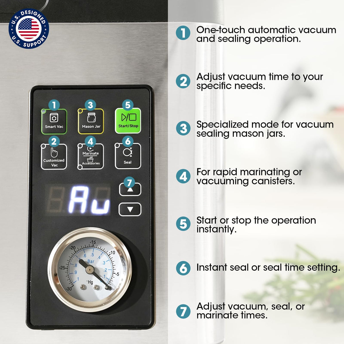 Vesta Precision 12” Chamber Vacuum Sealer, Smart Auto Vacuum Time, Easy-to-Clean System, Commercial-Grade Pump, Deep Chamber for Liquids, Meats, Mason Jars & Sous Vide, V513