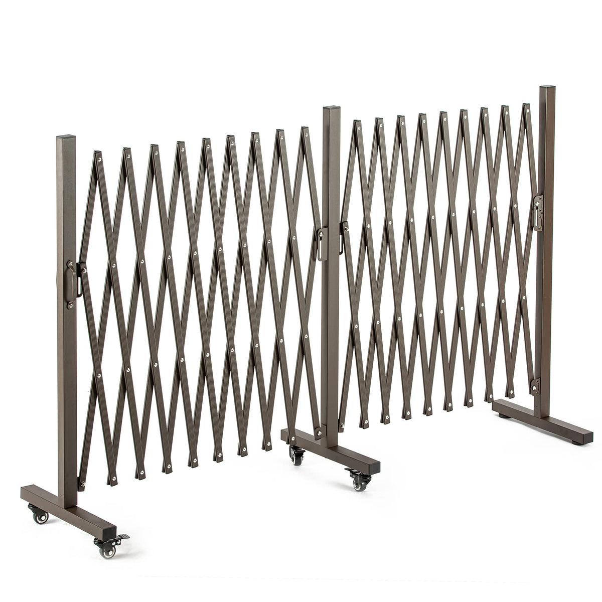 TECSPACE Aluminum Expandable Garden Fence, Portable Barricade Gate with Casters, Expansion Size 201×15.2×40.6 inches, Adjustable Flexible Fence Mobile Barricade Safety Barrier