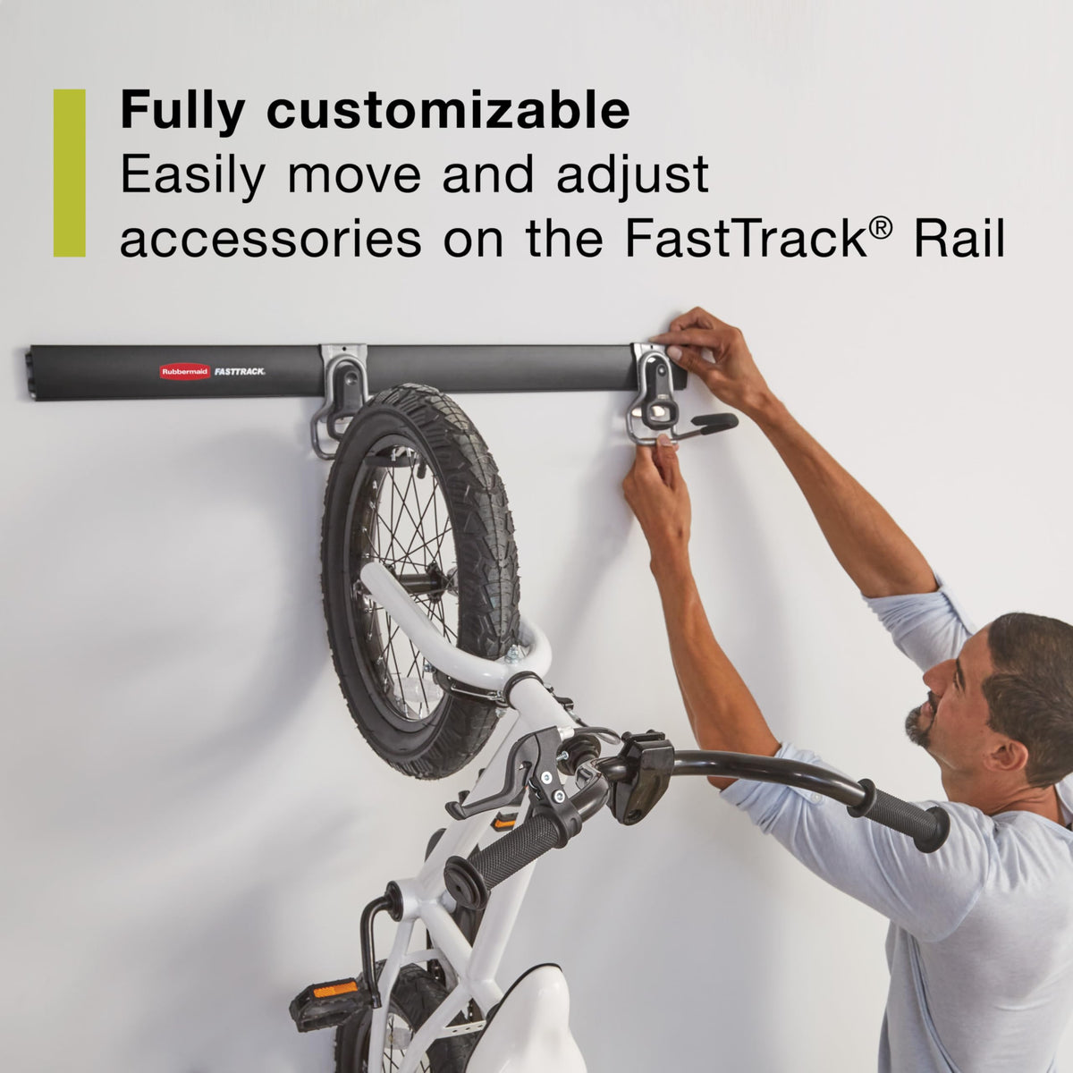 Rubbermaid 15-Piece FastTrack Garage Wall-Mounted Storage Kit, 4 Rails and 11 Hooks, for Home/House/Tool/Sports/Equipment/Utility Purposes