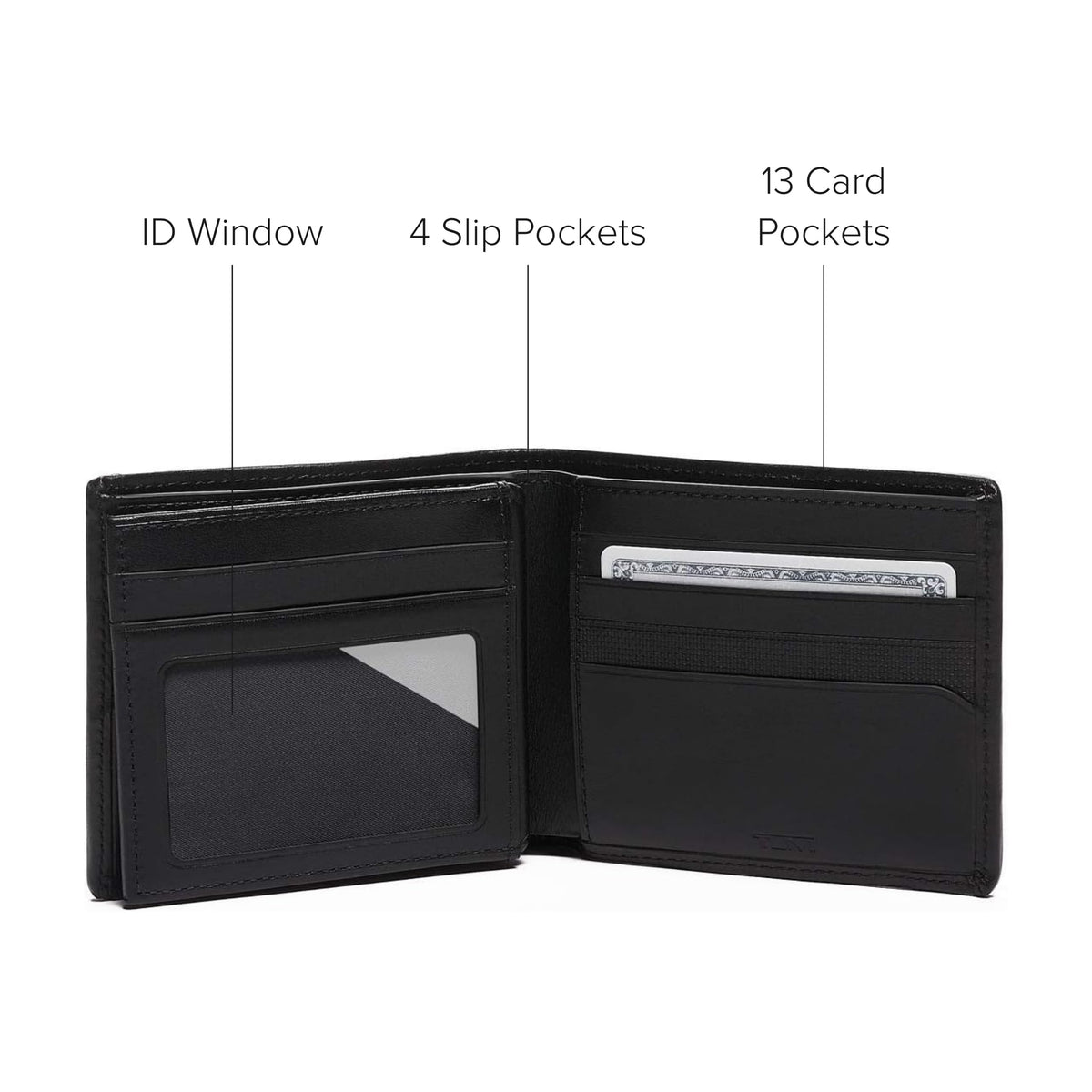 TUMI - Alpha Global Center Flip Passcase - Wallets for Men - Organized Bill Compartment & Hidden Pocket - 3.8" X 4.8" X 1.0" - Black