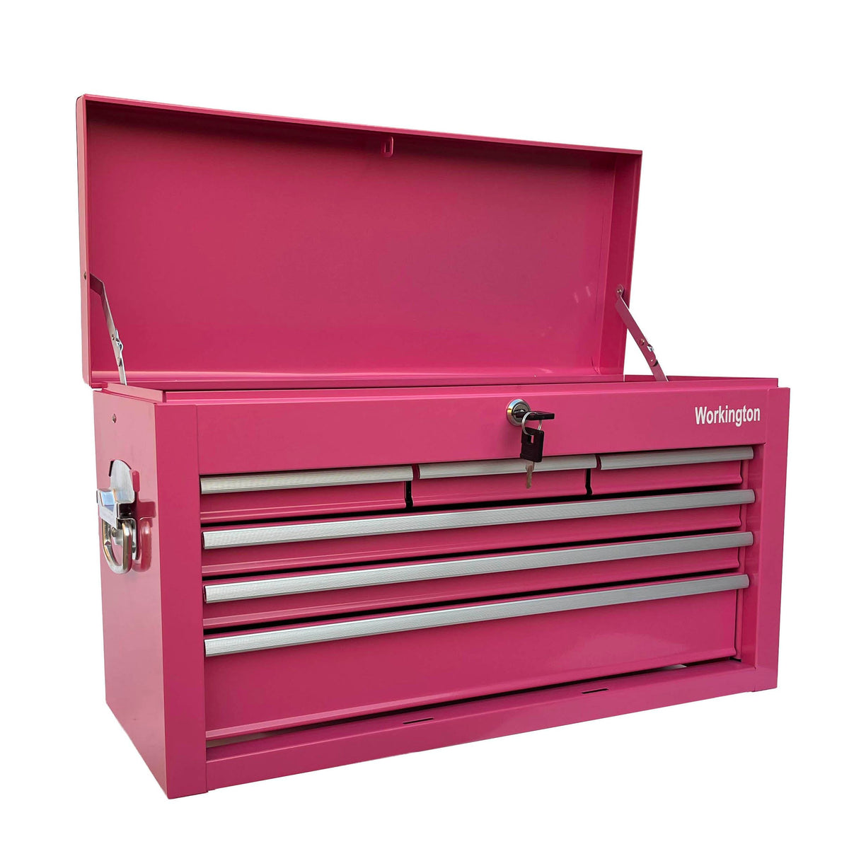 Workington Portable Metal Tool Chest with 6 Drawers, 24" 6-Drawer Tool Chest Cabinet with Ball Bearing Drawer Slides, Steel Tool Storage Box Organizer 4005 Pink
