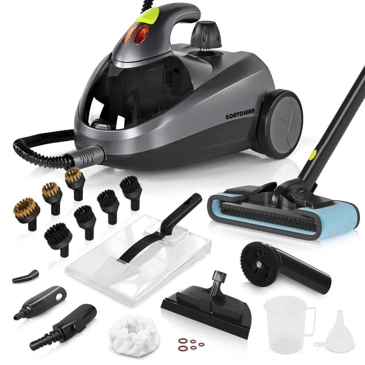 GOATCLEAN Heavy-Duty Steam Cleaner - 1500W Multipurpose Handheld Floor Steamer with 22 Accessories 16ft Cord for Home, Car Detailing, Tile, Grout, Wallpaper, Upholstery, Window, Deep Cleaning