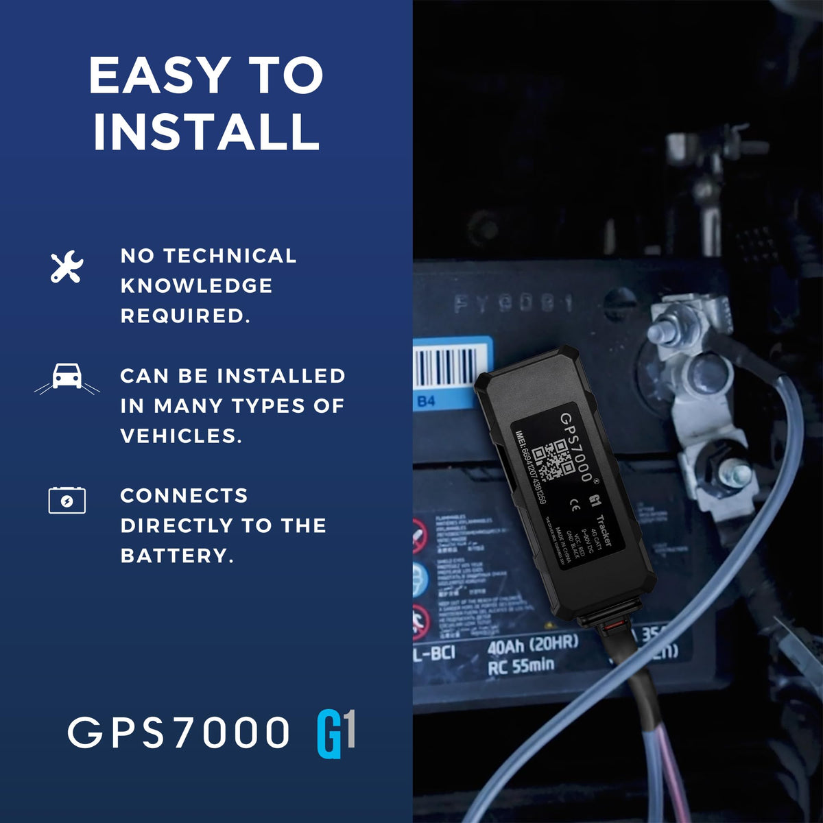GPS7000 Hidden GPS Tracker for Vehicles, 24 Months Service Included, 4G Car GPS Tracker, Optional Subscription, Real-Time Mini Undetectable Vehicle GPS Tracker for Cars & Trucks