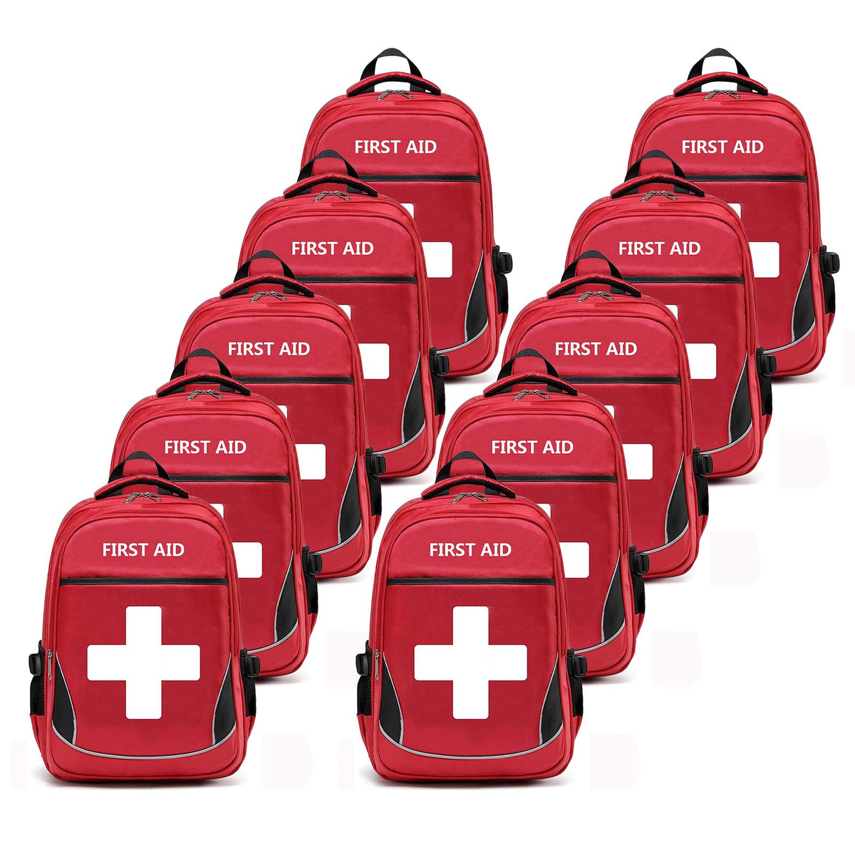 Camoredy First Aid Bag Empty Red Emergency Medical Bag First Responder Trauma Multi-Pocket Traveling Field Trips Camping Essentials (Red, Pack of 10)