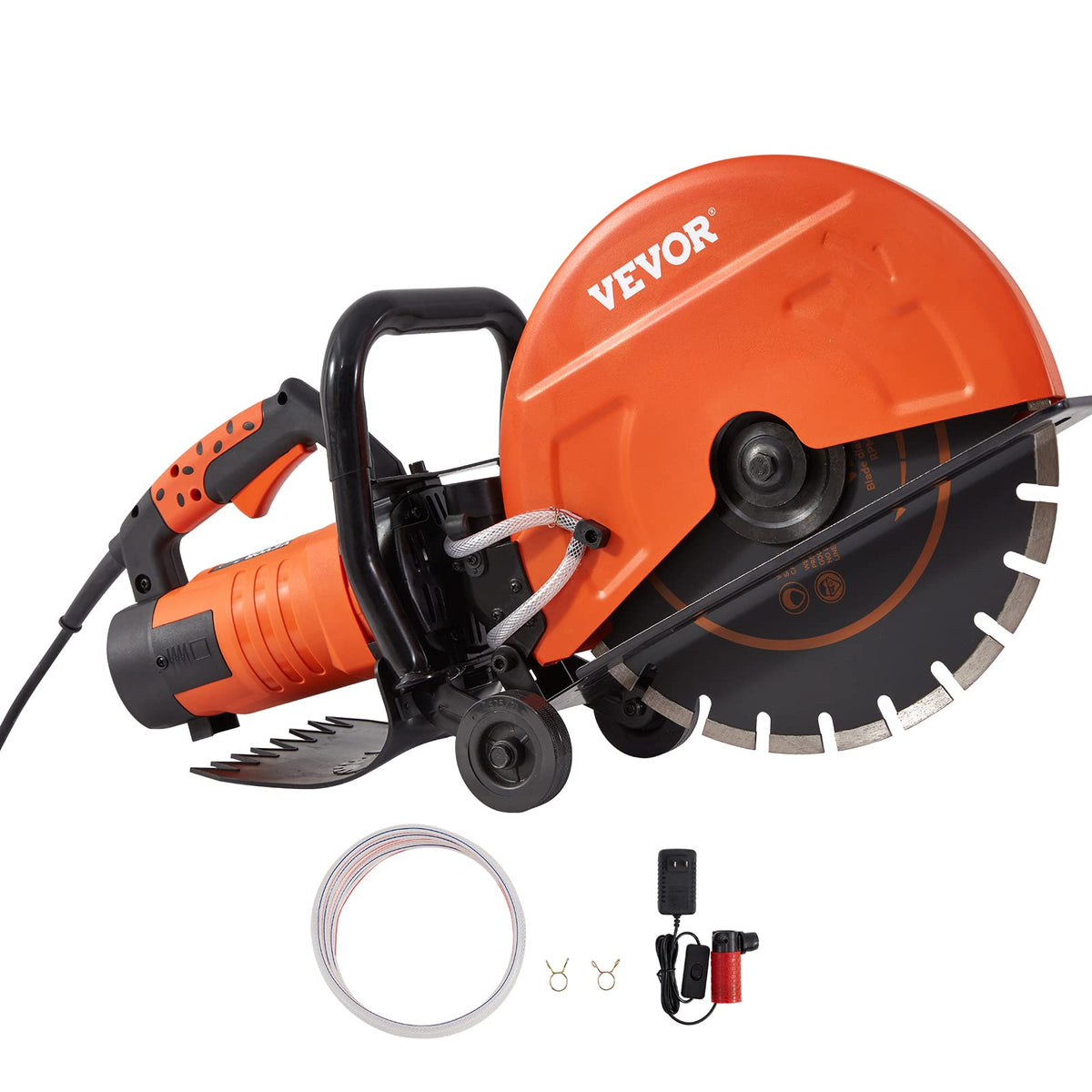 VEVOR Electric Concrete Saw, 14 in Circular Saw Cutter with 5 in Cutting Depth, Wet/Dry Disk & Demolition Jack Hammer, 2200W Electric Jackhammer Heavy Duty, 1350 BPM Concrete Breaker 4pcs