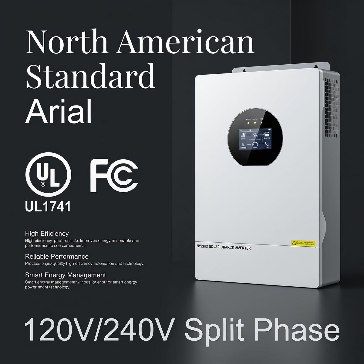 7200W Split-Phase Hybrid Solar Inverter, 120V/240V, 150A Dual MPPT, 48V Battery, UL Certified for Home Backup