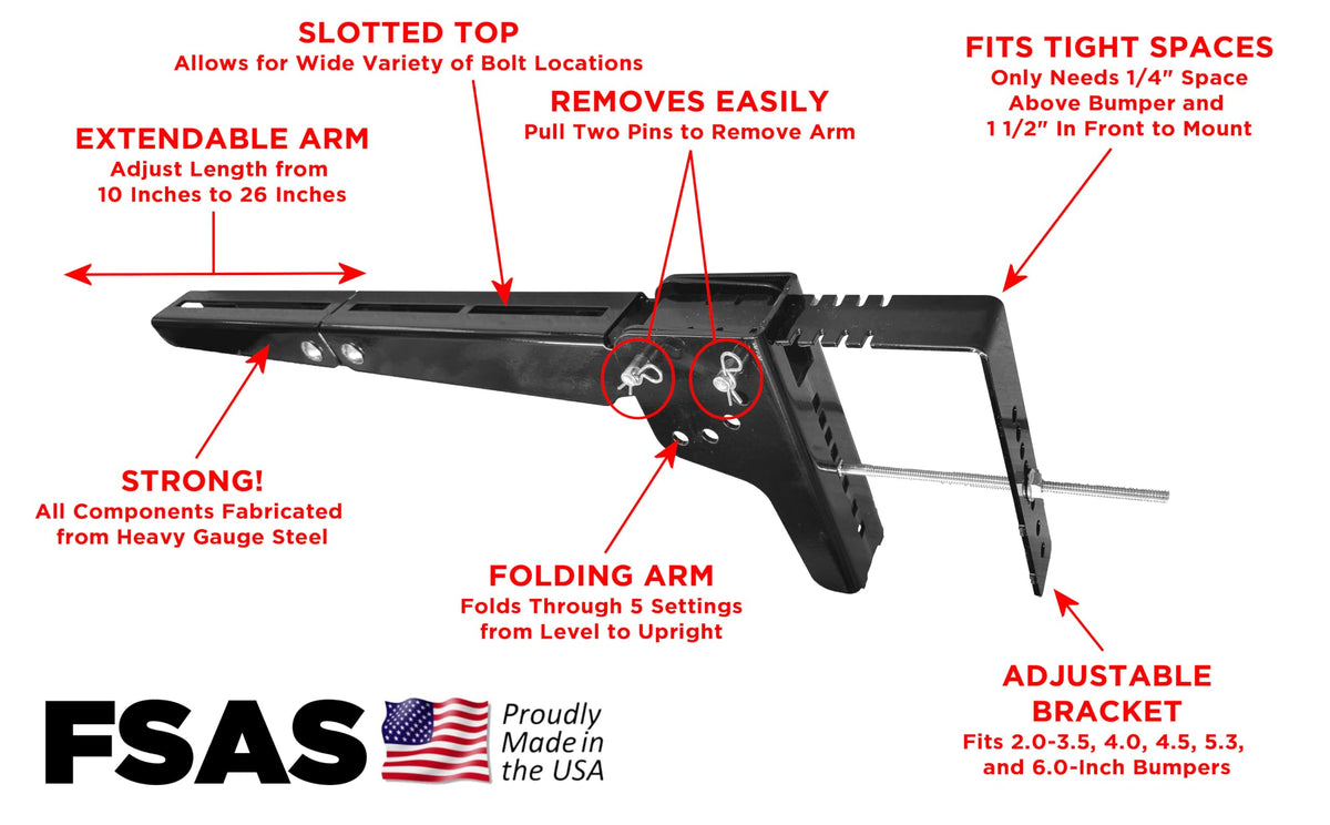 Mount-n-Lock RV Bumper Bundle (2 Items): 1 Set HD SafetyStruts, 1 Pair GennyGo Folding Arms (1SSNHD, 2FSAS)