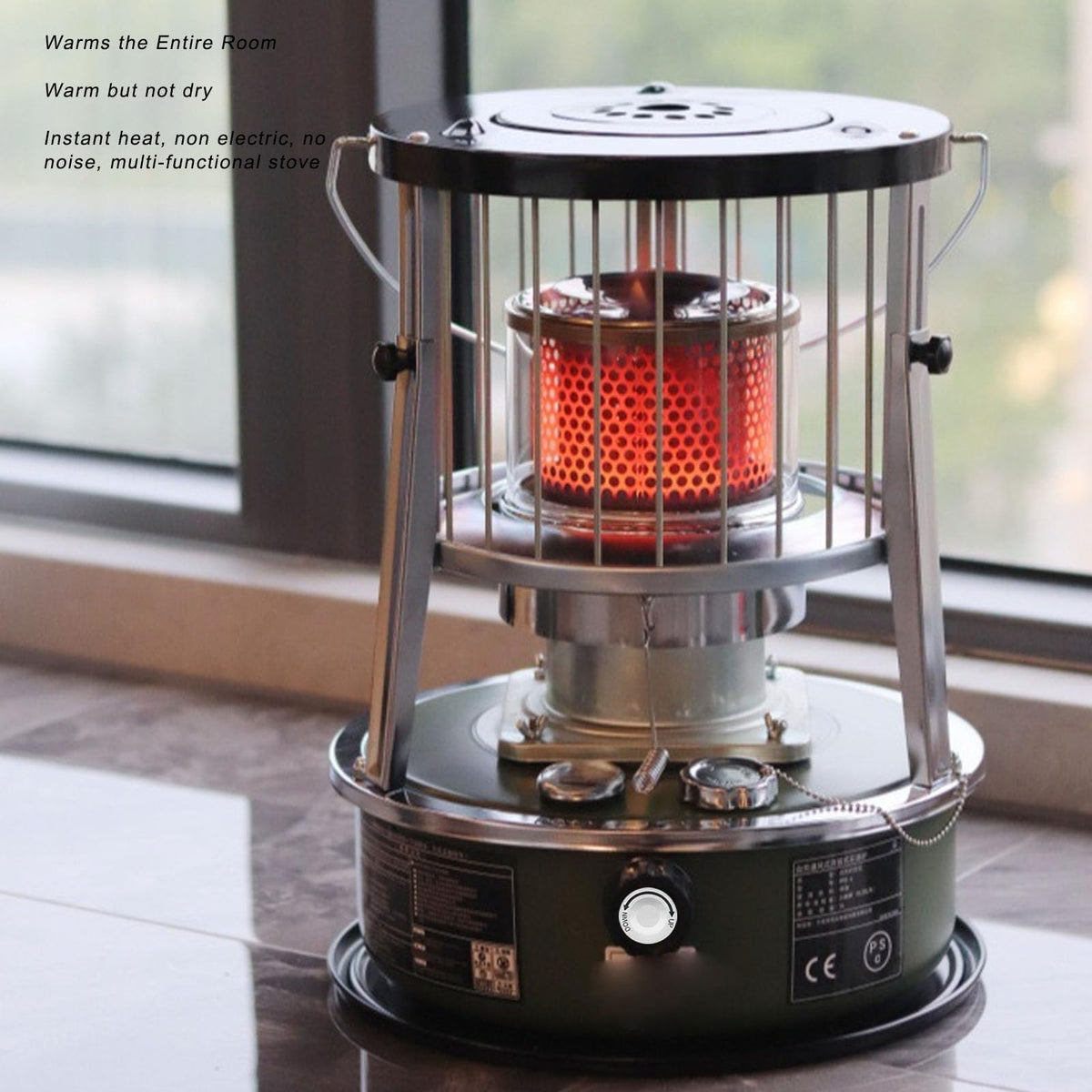 Indoor Kerosene Heater, Portable Kerosene Heater, 5.2L Tank 20-25 Hours Heating with Adjustable Height Safety Net, for Camping Garage Home Emergency Indoor Outdoor Use (Complete accessories)