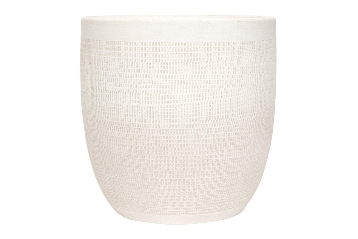 Creative Co-Op Large Matte White Embossed Stoneware Planter