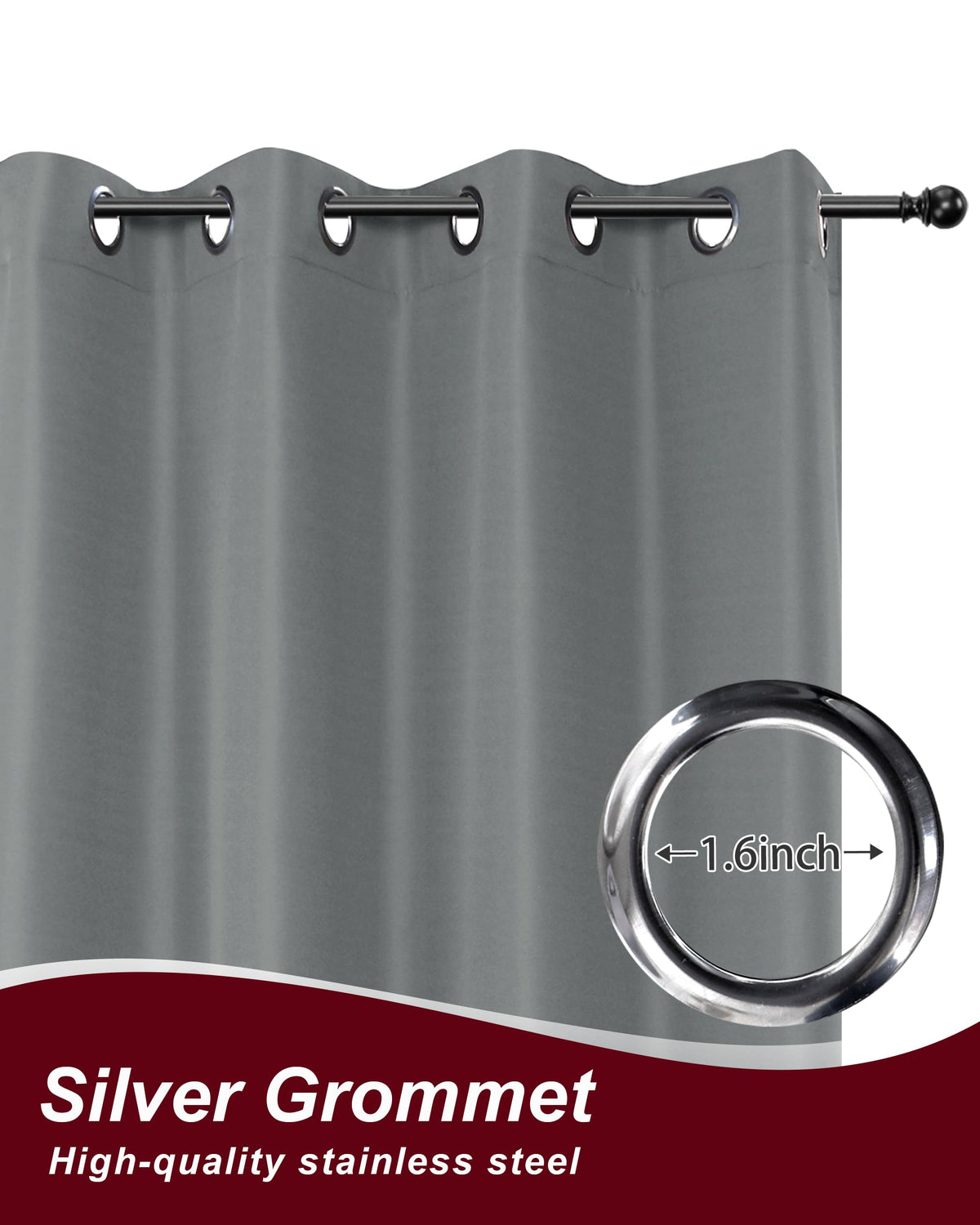 HolidayIdeas Grommet Top Outdoor Curtains for Patio Waterproof 8 Pcs All Weather Balcony Outside Curtain Panels for Apartments, Gazebo, Pergolas, Porch, 54x120 Inch, Grey