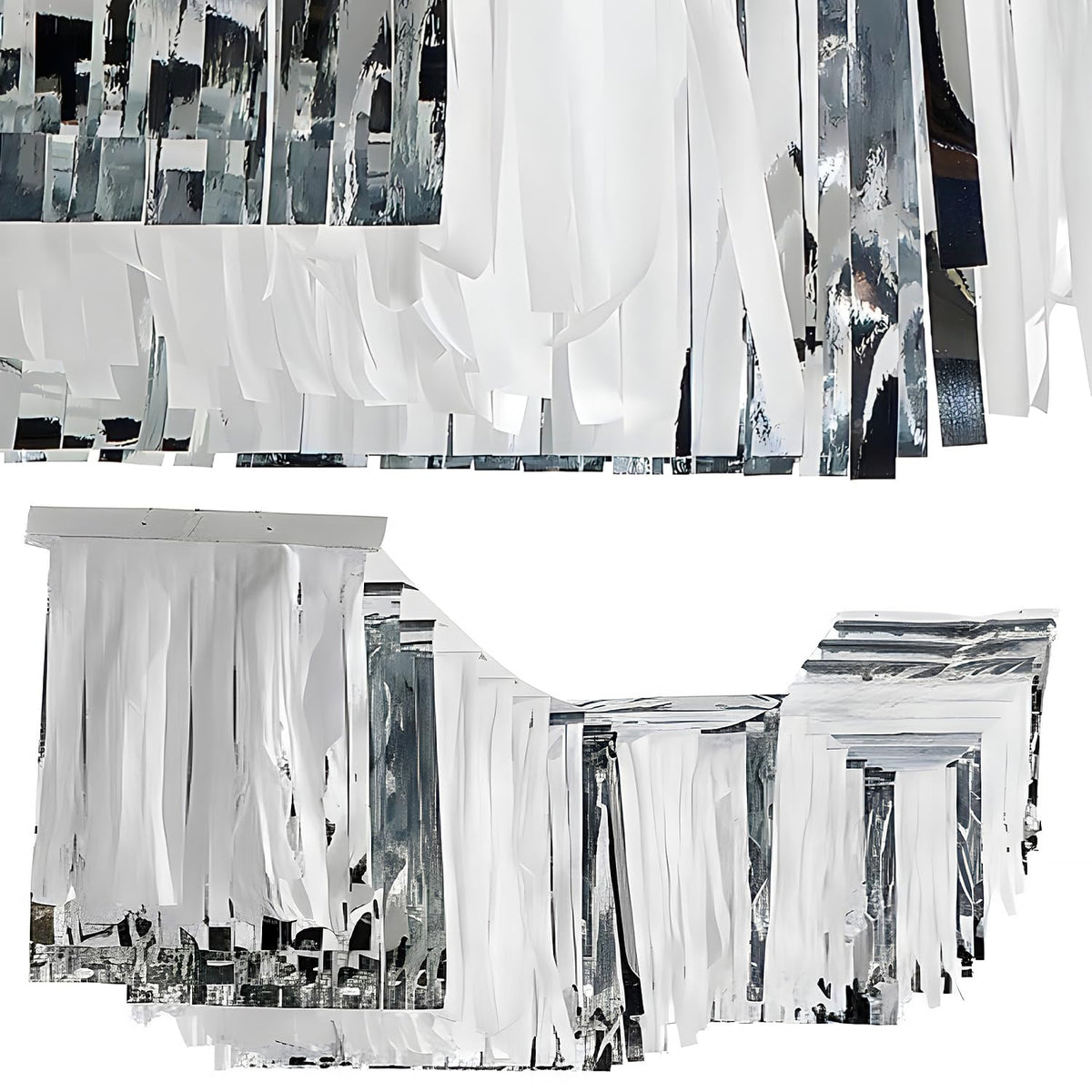 Fun Express 12 Ft. Silver Metallic Foil & Tissue Paper Ceiling Decoration