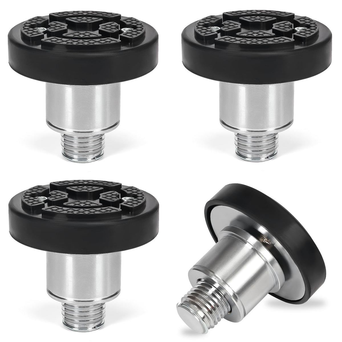 Atesilor 4pcs 60mm Screw Up Car Lift Adapter with Rubber Lift Pads, 4-8cm Extension Car Lift Feet Tray for Car Lift Bridge Jack Stable Support, Fit for Challenger 2 Post Lift