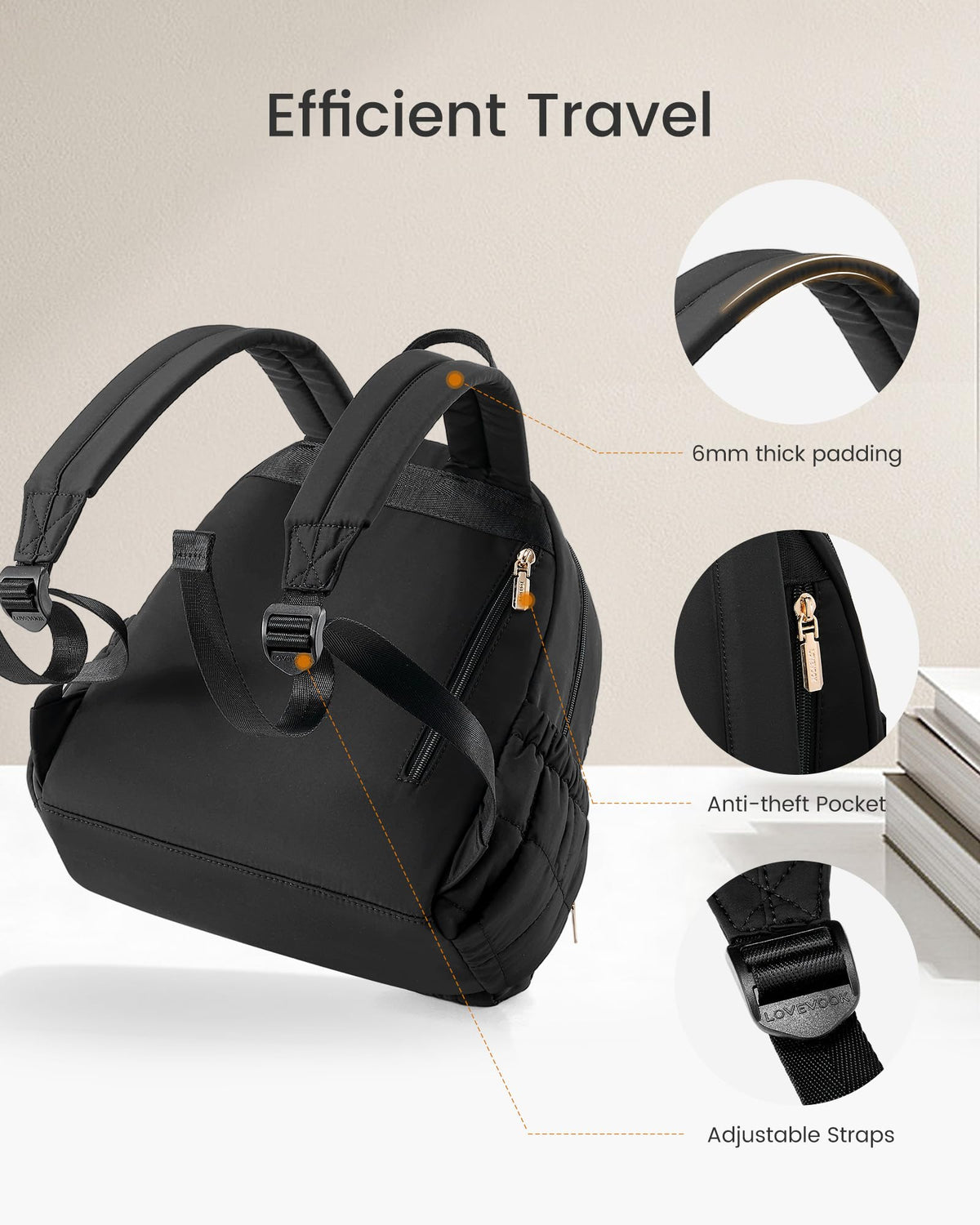 LOVEVOOK Small Backpack Purse for Women, Mini Puffer Backpack with Anti-theft Pocket, Lightweight Quilted Casual Daypack for Daily Work & Travel