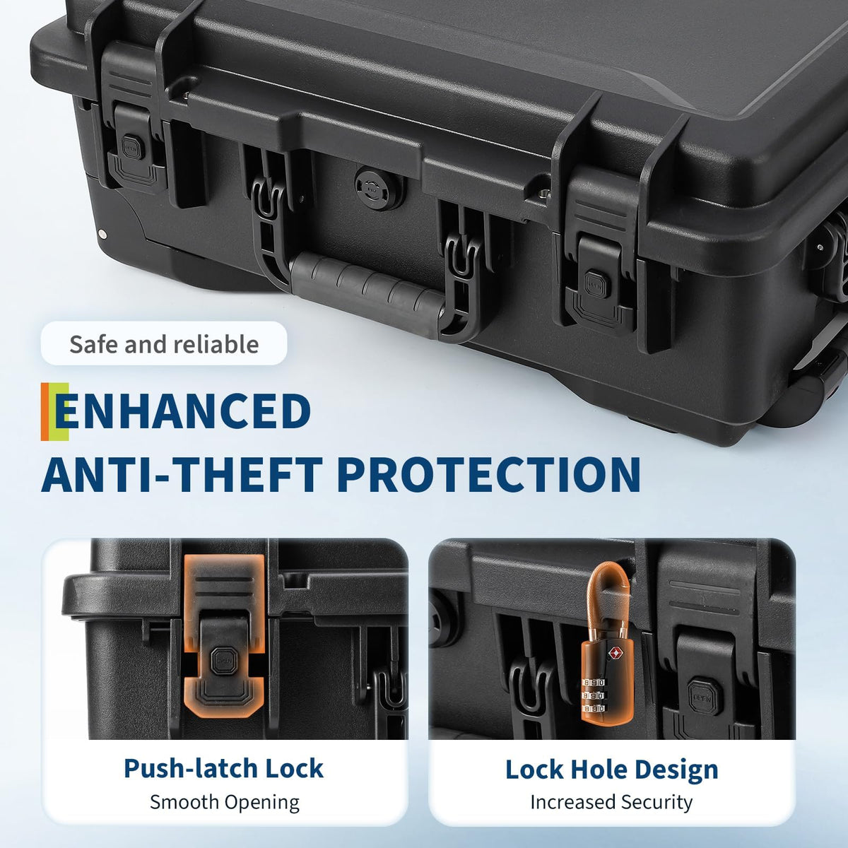 GarveeTech Protective Case,Heavy Duty Protective Dry Box Case with Padded Dividers and Wheels,Waterproof Travel Camera Case Dustproof and Impact Resistant,22” x 14” x 9”,for Travel, Hunt
