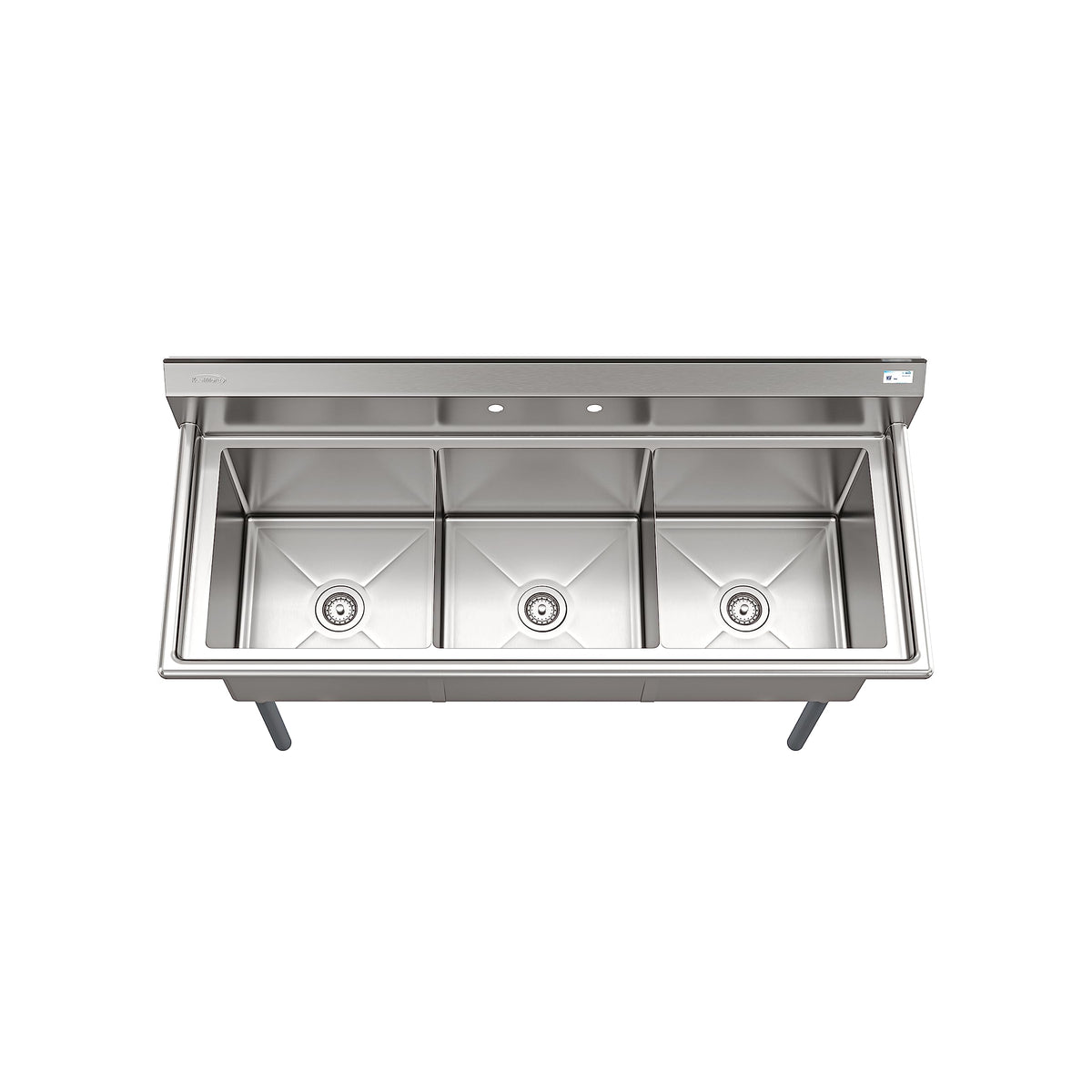 KoolMore 60 in. Three Compartment 18-Gauge Stainless-Steel NSF Commercial Kitchen Sink, Bowl Size 18x18x14, with Three Basins and Pre-Drilled Faucet Holes for Restaurants and Cafes (KM-SC181814-N3)