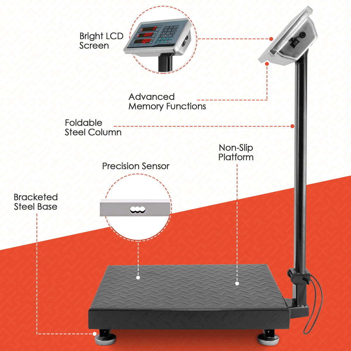 Houseables Industrial Scale, Platform Scale, 600 LB, Large, Weight Machine for Luggage, Shipping, Packages, Floor, Commercial, Heavy Duty, Box, Postal, Laundry, Warehouse, Luggage Weighing, Digital