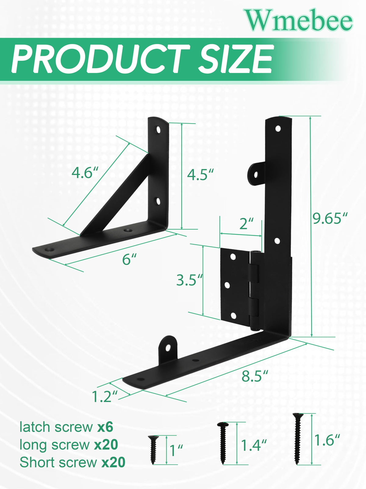 Wmebee Anti Sag Gate Kit, Fence Gate Kit Gate Hardware,Heavy Duty No Sag Anti Twist Gate Frame Corner Brace Bracket with Self-Locking Gate Latch for Wooden Fence Gate (1 Door Set)