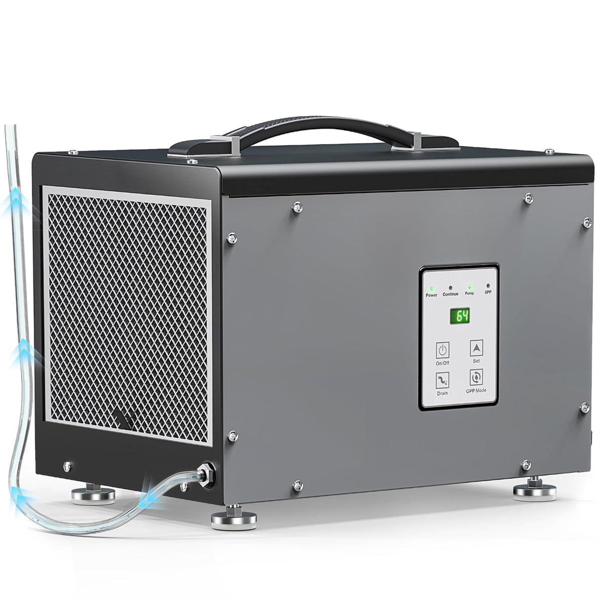 BaseAire Crawlspace Dehumidifier with Pump, Compact Dehumidifiers for Commercial, Basement and Water Damage with Drain Hose, 70 PPD, Auto Defrost, GLGR Technology, Up to 1000 Sq Ft