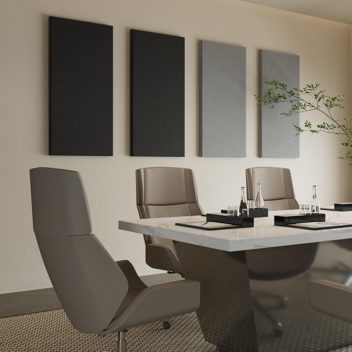 SMARTSTANDARD 4 PCS Acoustic Wall Panels, 2" Thick 47.2" x 23.6" Fiberglass Soundproof Wall Panels with Hanging System for Studios Home Theater Office Meeting Room, Black