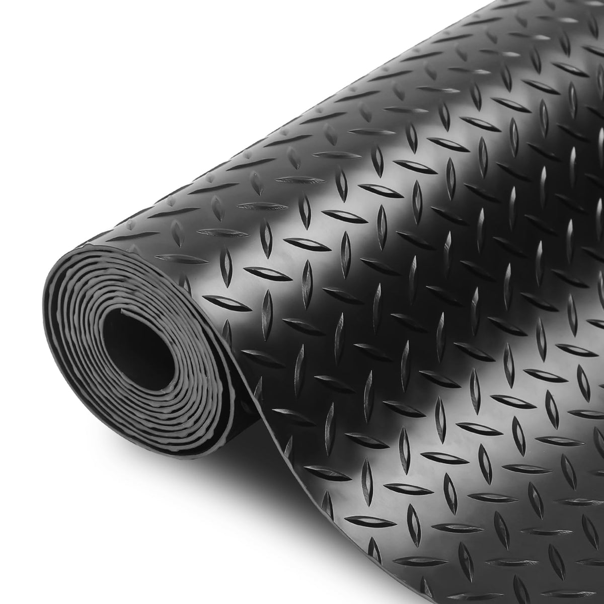 SEAL 5 x 20 FT Premium Garage Floor Mat, Solid 2.8mm Thick Lay-Flat Black Commercial Grade Heavy Duty Parking Mat for Golf Cart, Workbench, ATV, Water/Stain Resistant Runner (Embossed Diamond Plate)