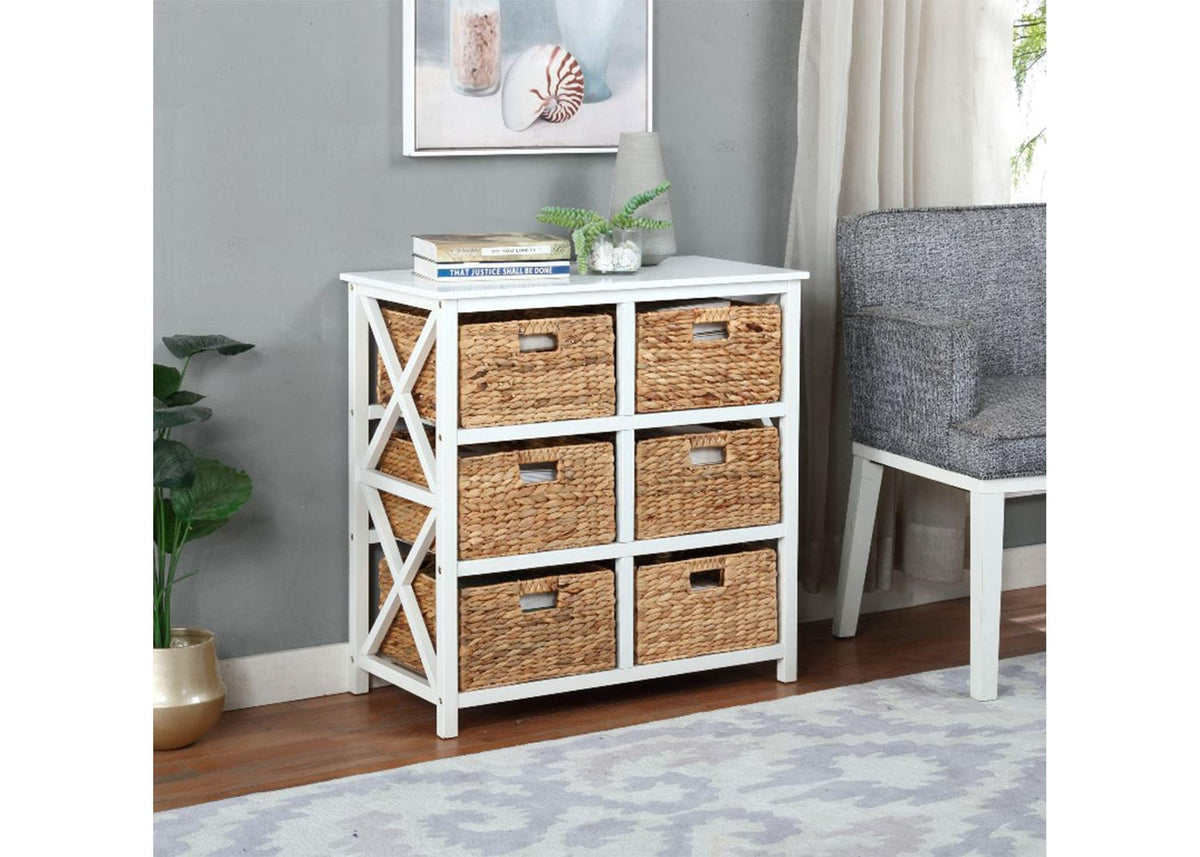 eHemco 3 Tier X-Side End Storage Cabinet Table, White