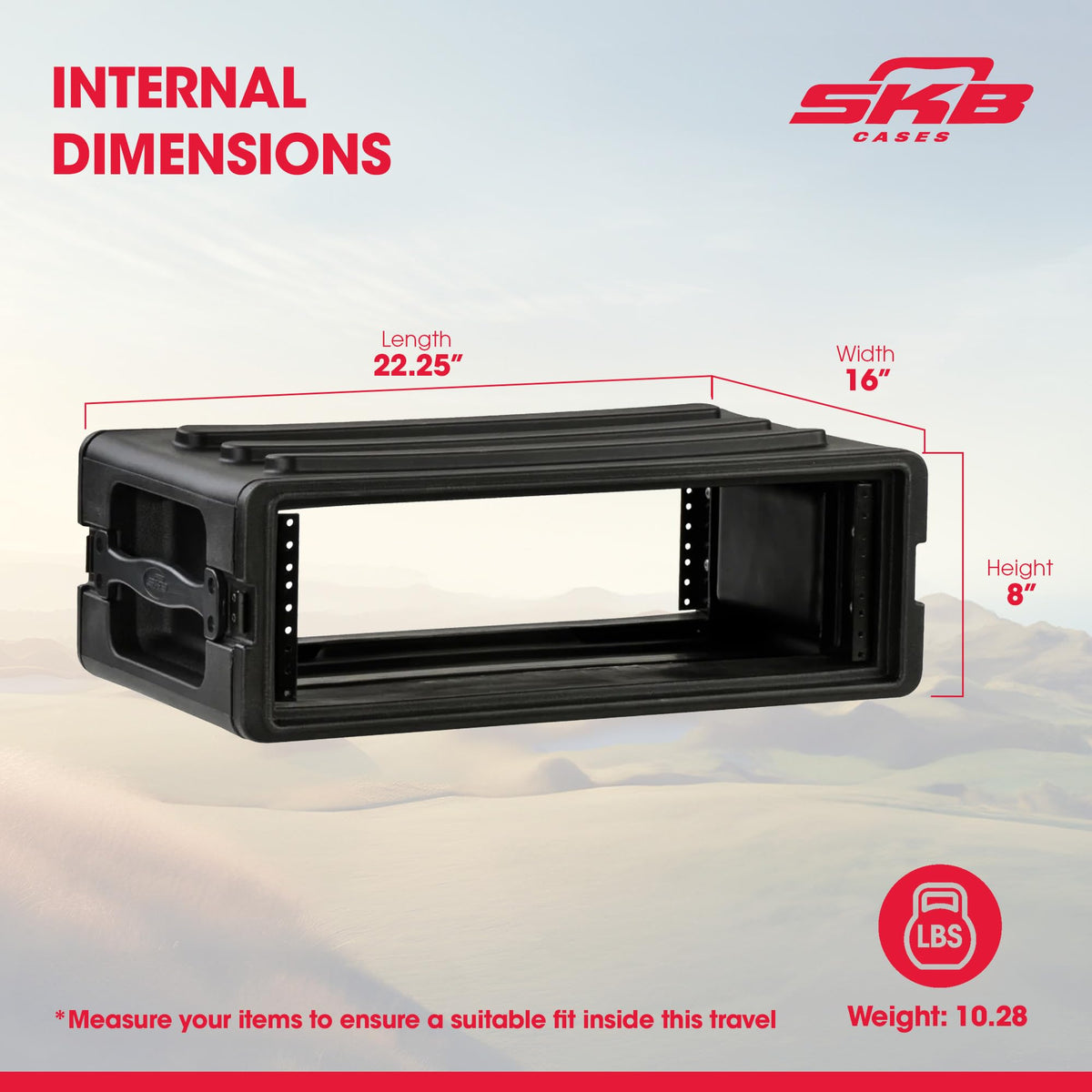SKB Shallow Rack 3U - Roto-Molded for Durability & Impact Resistance, Waterproof & Stackable Design, with Twist Latches & Rubber Feet - Ideal for Secure Equipment Storage & Transport, Black
