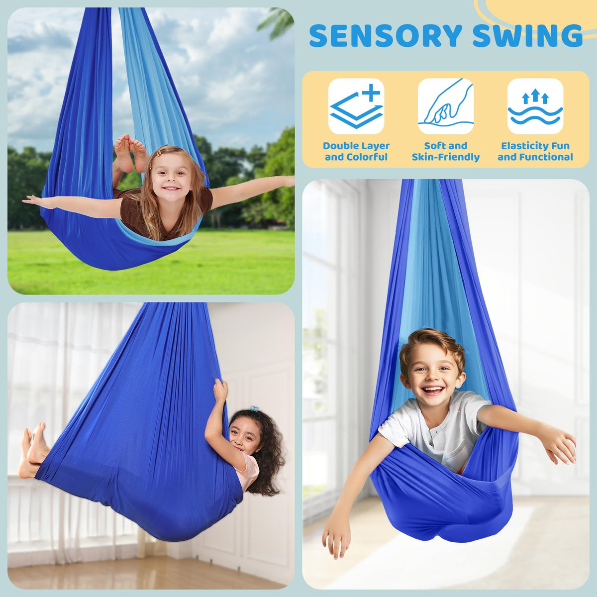 Swing Stand with Sensory Swing and Pod Swing, X-Shaped Swing Frame, Heavy-Duty Metal Sensory Swing Set for Adults Indoor and Outdoor 330LBS