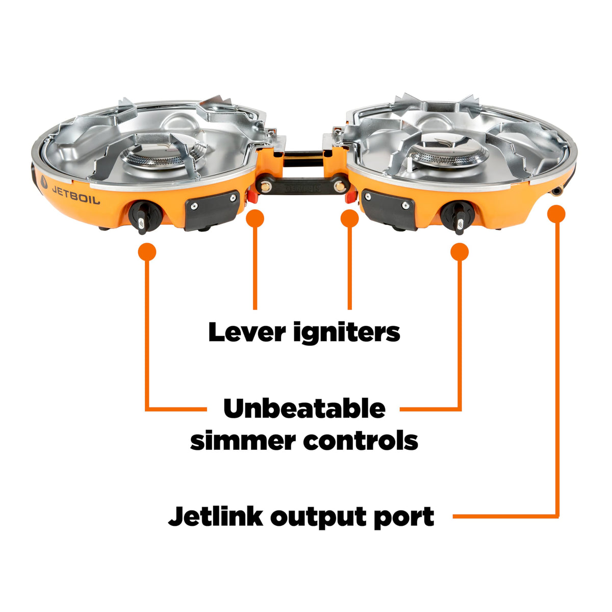 Jetboil Genesis Basecamp Camping and Overlanding Stove Cooking System with Camping Cookware Orange