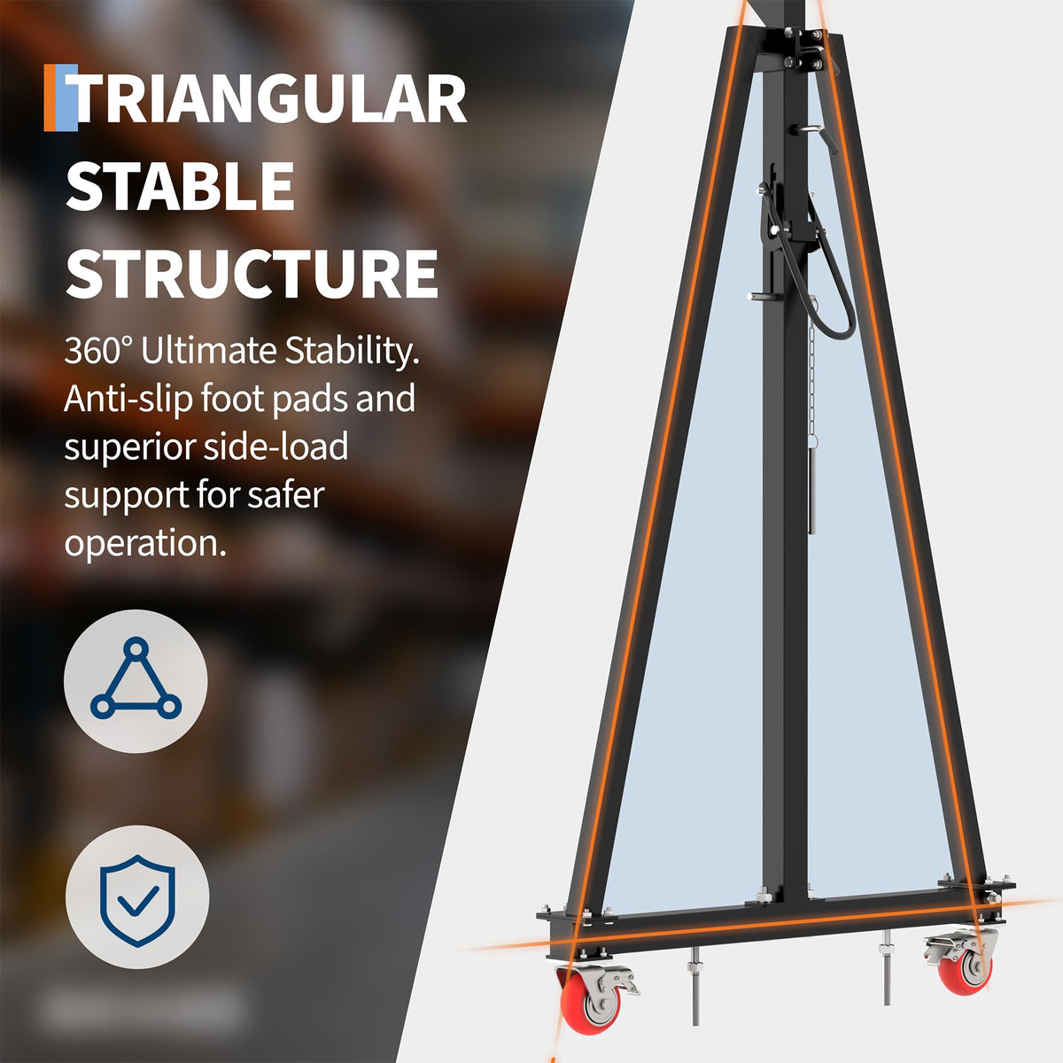 2 Ton Gantry Crane with Manual Trolley, Hook and Sling strap, 4400 LBS Steel I-Beam Hoist with 12 Adjustable Height Positions (97"–141"), Heavy Duty Shop Crane for Garage, Warehouse, Auto Repair & Con