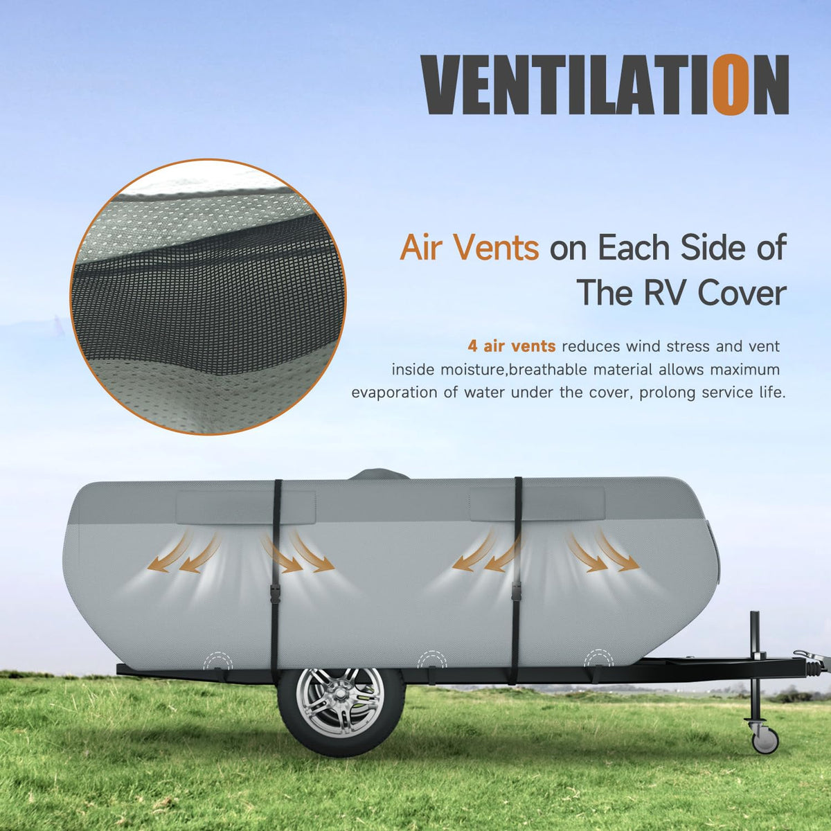 DikaSun Pop Up Camper Cover 14'-16', 7 Layers Waterproof Pop-up Tent Trailer Cover Anti-UV Folding Camper RV Cover for Motor Home